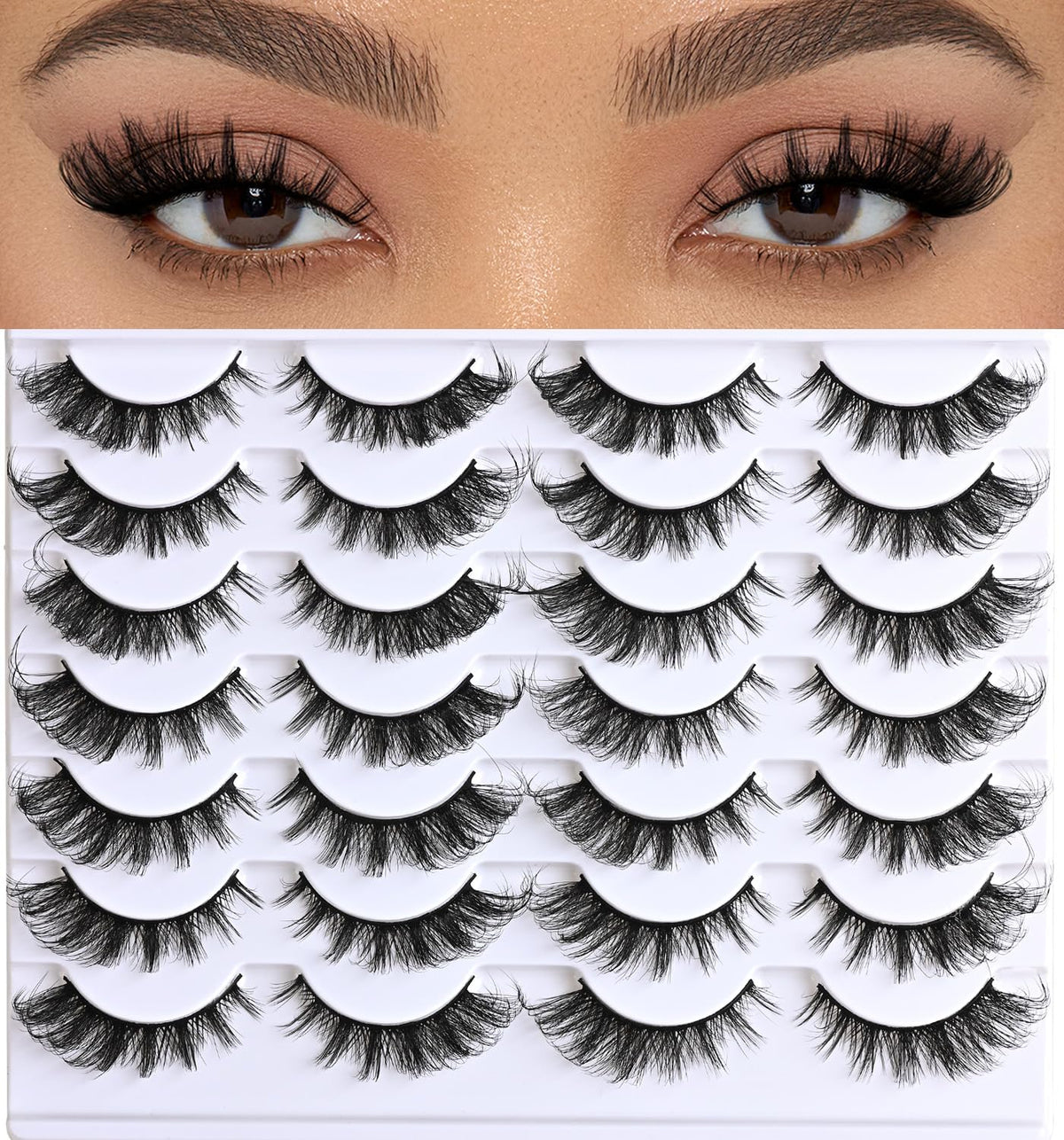 APCYUST natural fox eye lashes with 3D wispy fibers for a subtle, foxy look.