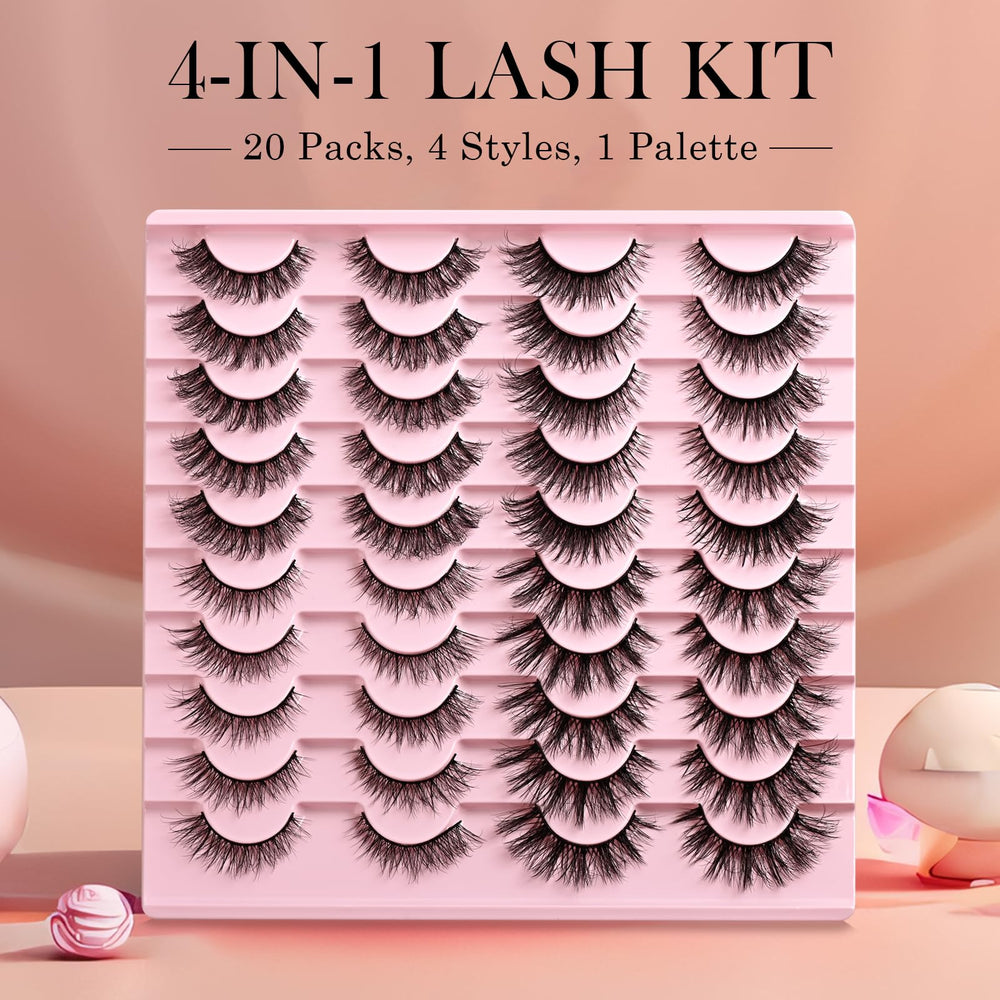 APCYUST Lashes reusable 20-pairs set for versatile styling.