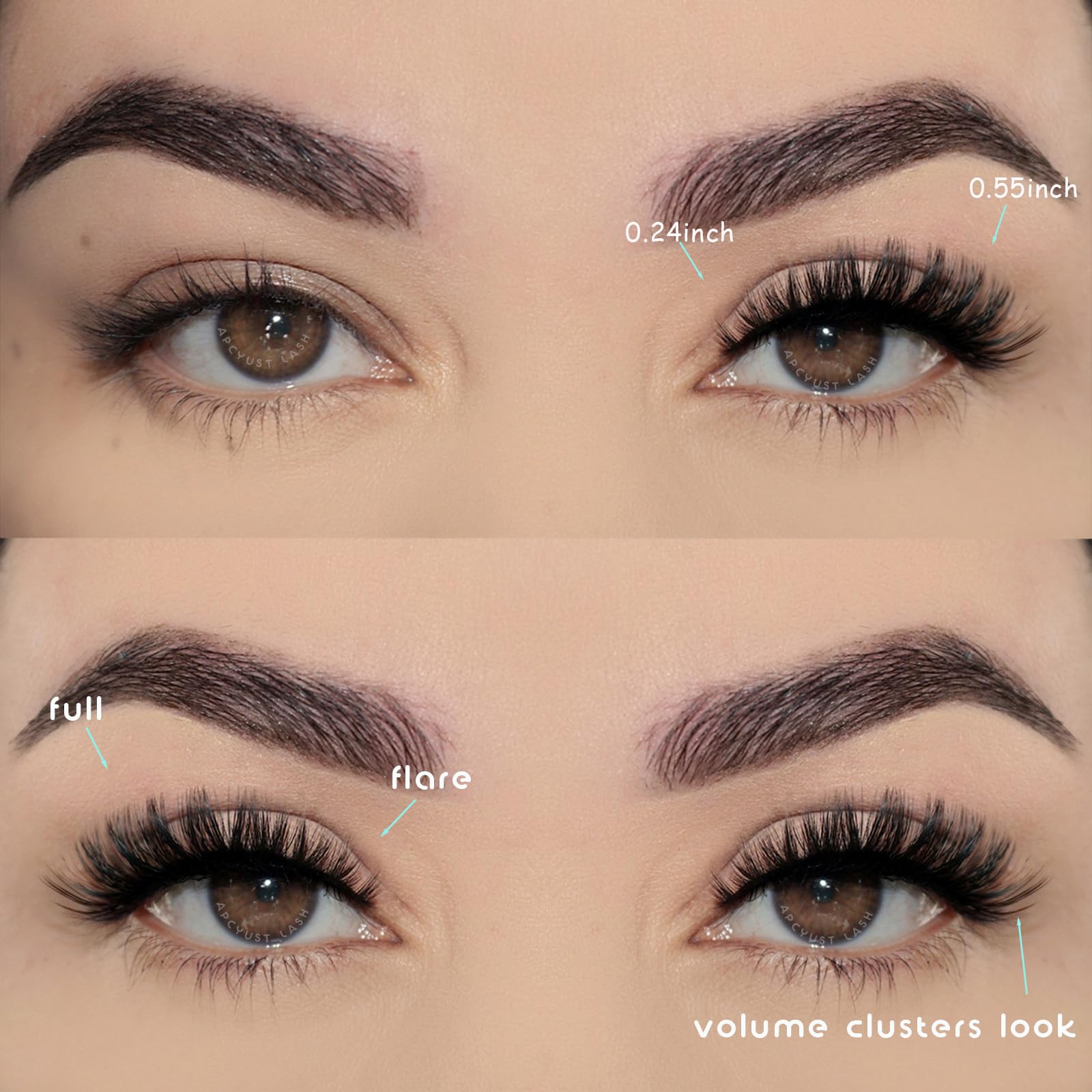 APCYUST Lashes Volume Mink Cat Eye lash band closeup shows ultra-soft, lightweight band.