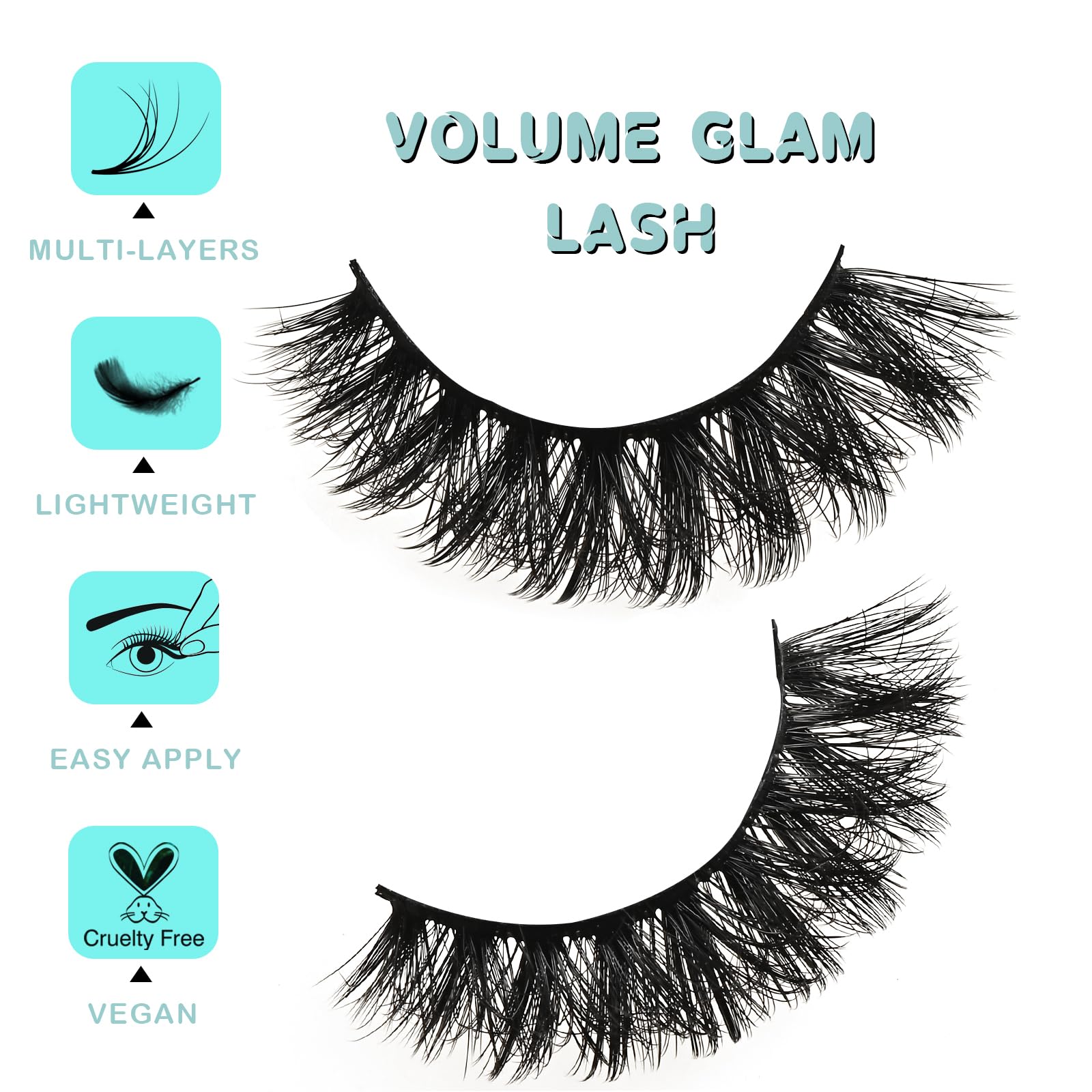 APCYUST Lashes Volume Mink Cat Eye fluffy strip delivering natural-looking fullness.