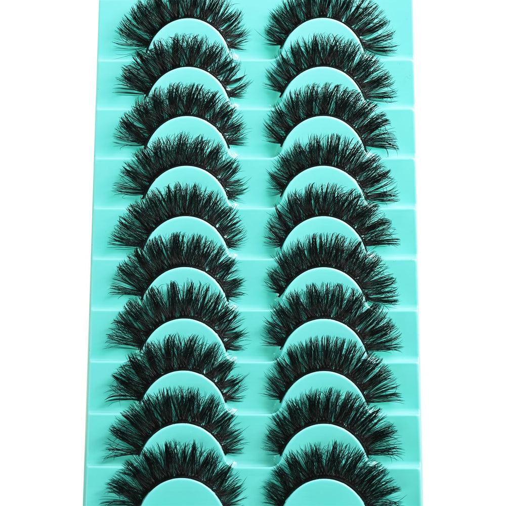 APCYUST Lashes Volume Mink Cat Eye model wearing with glasses for comfortable all-day wear.
