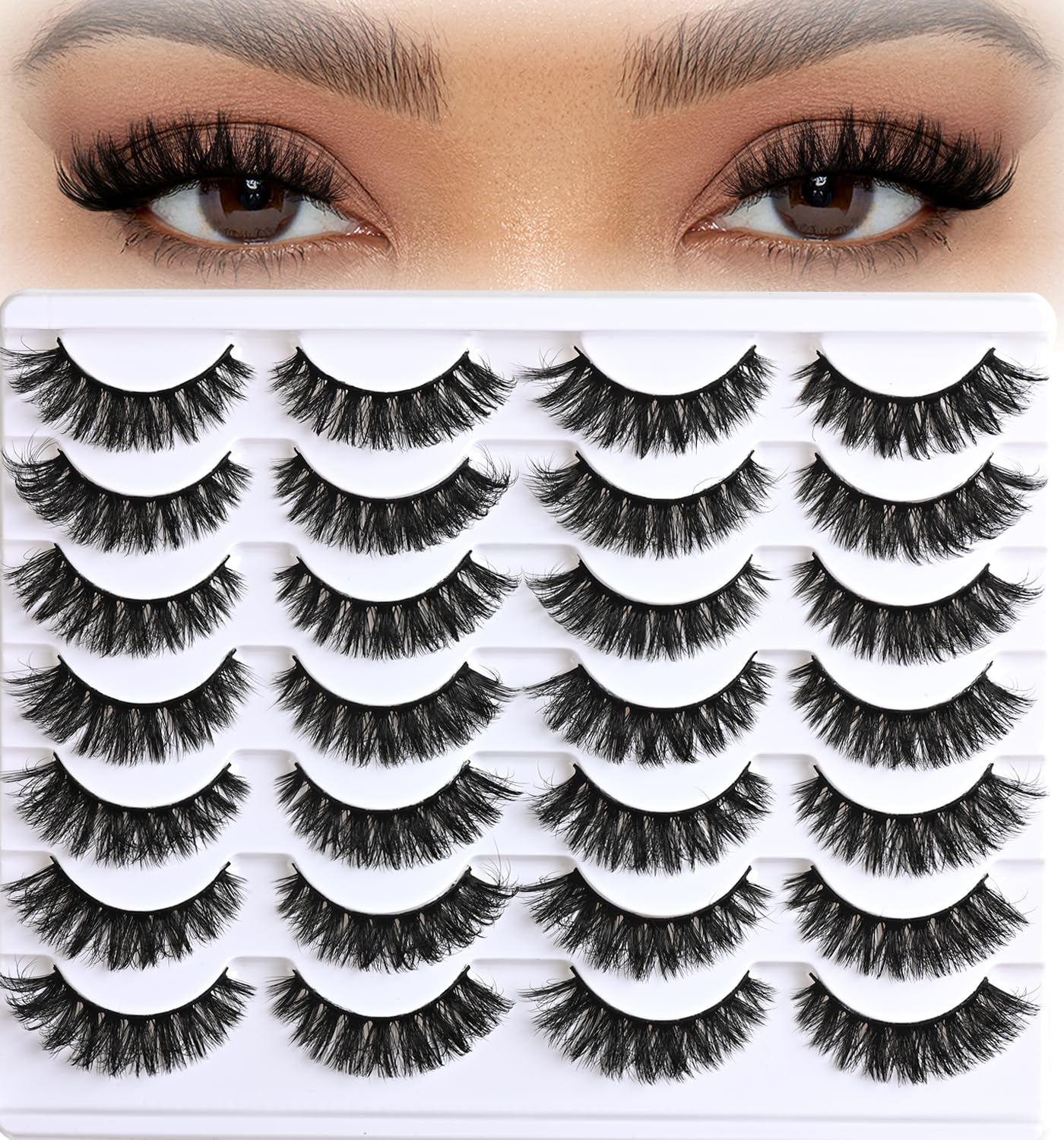 APCYUST Lashes Volume Mink Cateye 14-Pairs pack adds subtle cat-eye definition for daily wear.