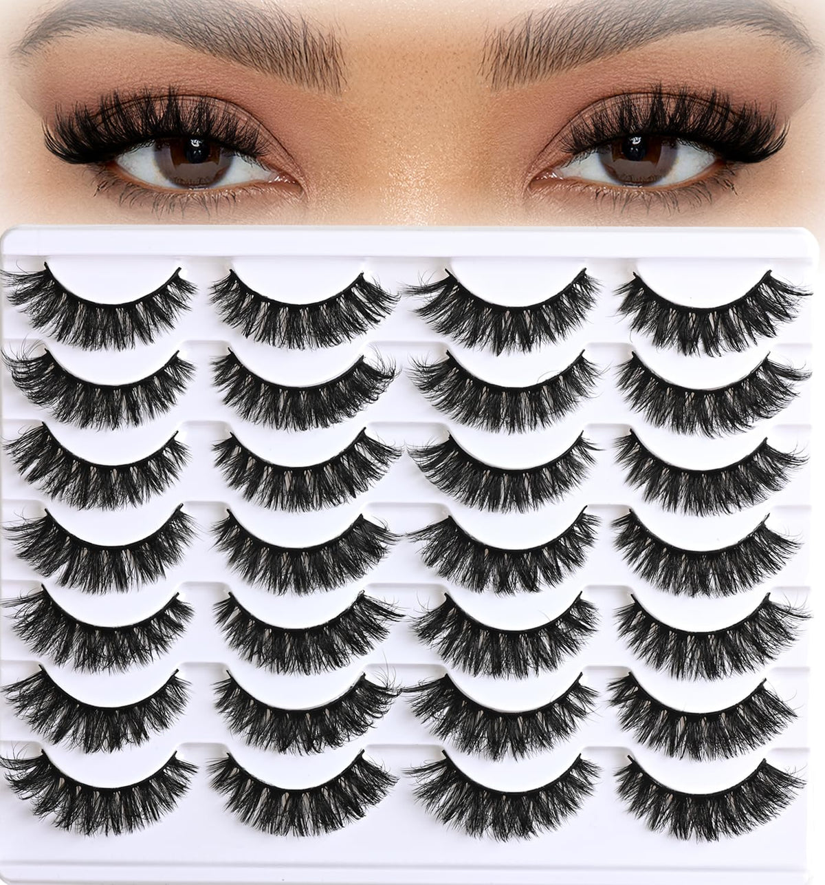 APCYUST Lashes Volume Mink Cateye 14-Pairs pack adds subtle cat-eye definition for daily wear.