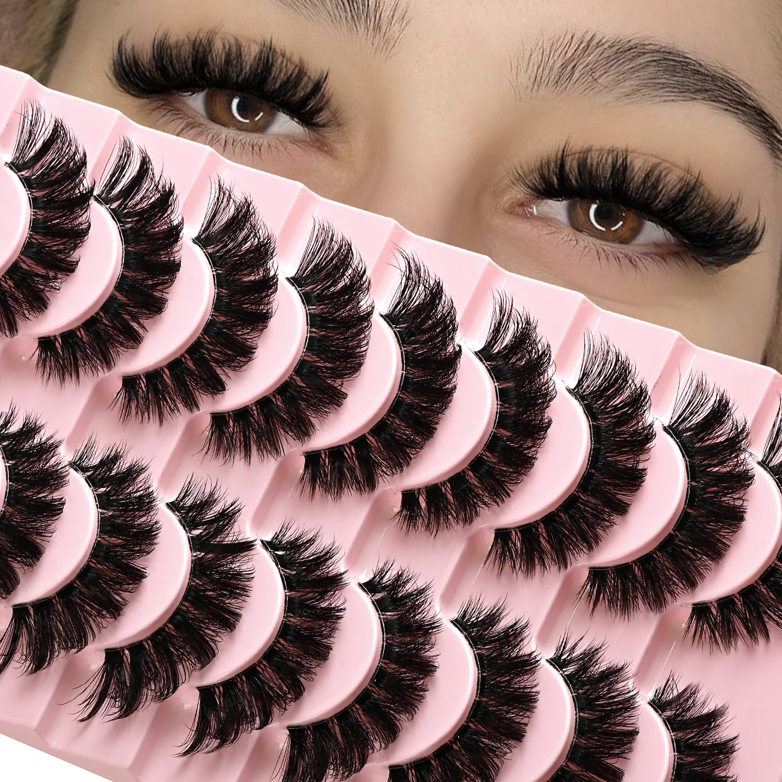 APCYUST Lashes Wispy Cat Eye for enhanced outer corners and subtle lift.