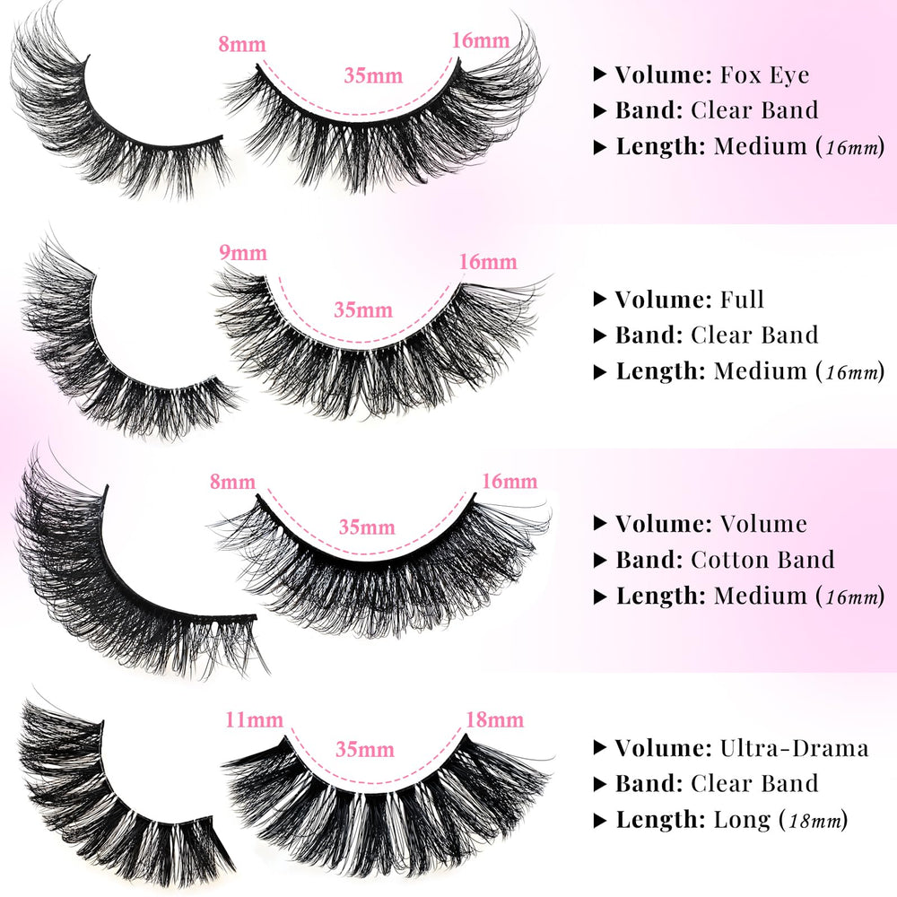 APCYUST full-volume band lashes create a fluttery evening look.
