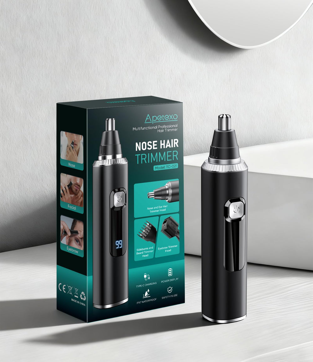 Apetexo nose hair trimmer all-in-one tool trims nose, ears, and brows