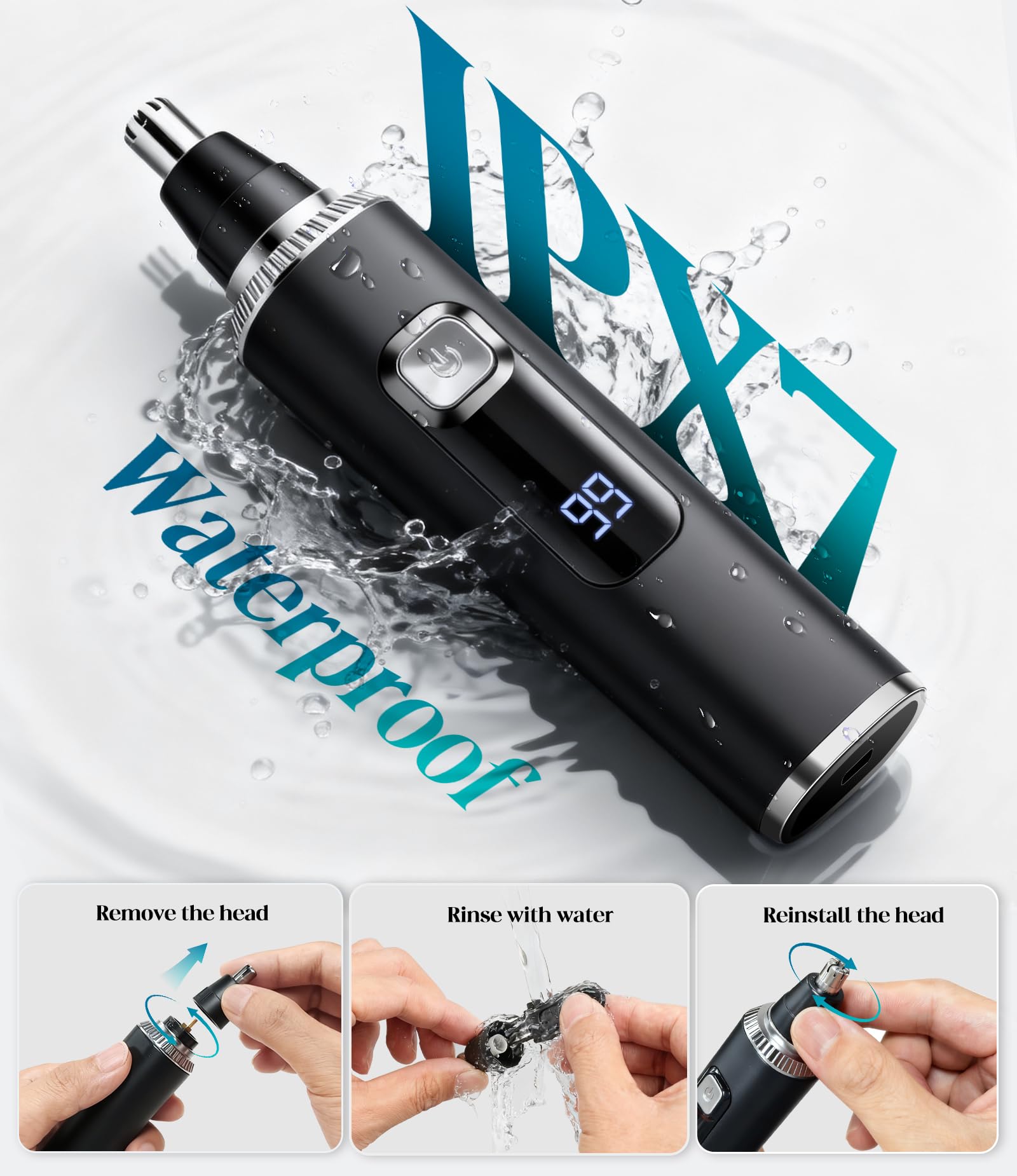 Apetexo nose hair trimmer USB-C charging indicator for quick recharge