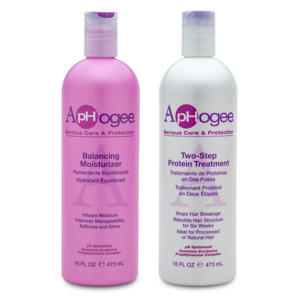 Aphogee Double Bundle protein bottle closeup for stronger-looking hair.