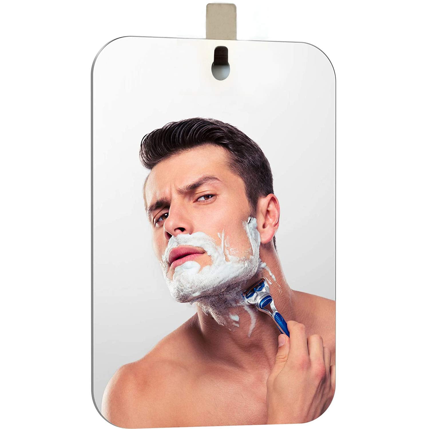 APHUIME Deluxe large fogless shower mirror angled view for precise grooming.