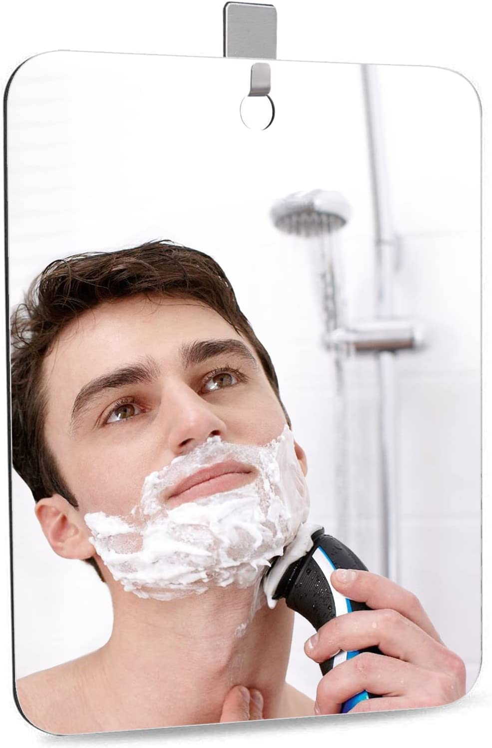 APHUIME fog-proof mirror on tile surface offers splash-resistant grooming.