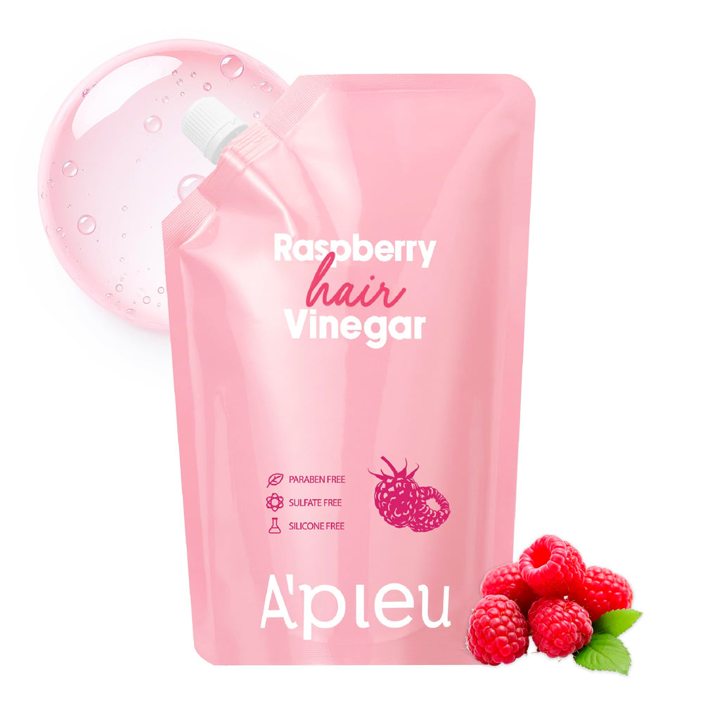 A’PIEU frambuesa vinagre para cabello recarga frasco: reduce residuos y facilita la limpieza capilar.