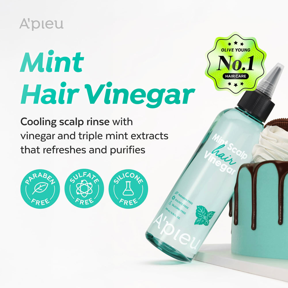 A’PIEU Vinagre de Menta, aplicación en el cabello para detox y brillo.
