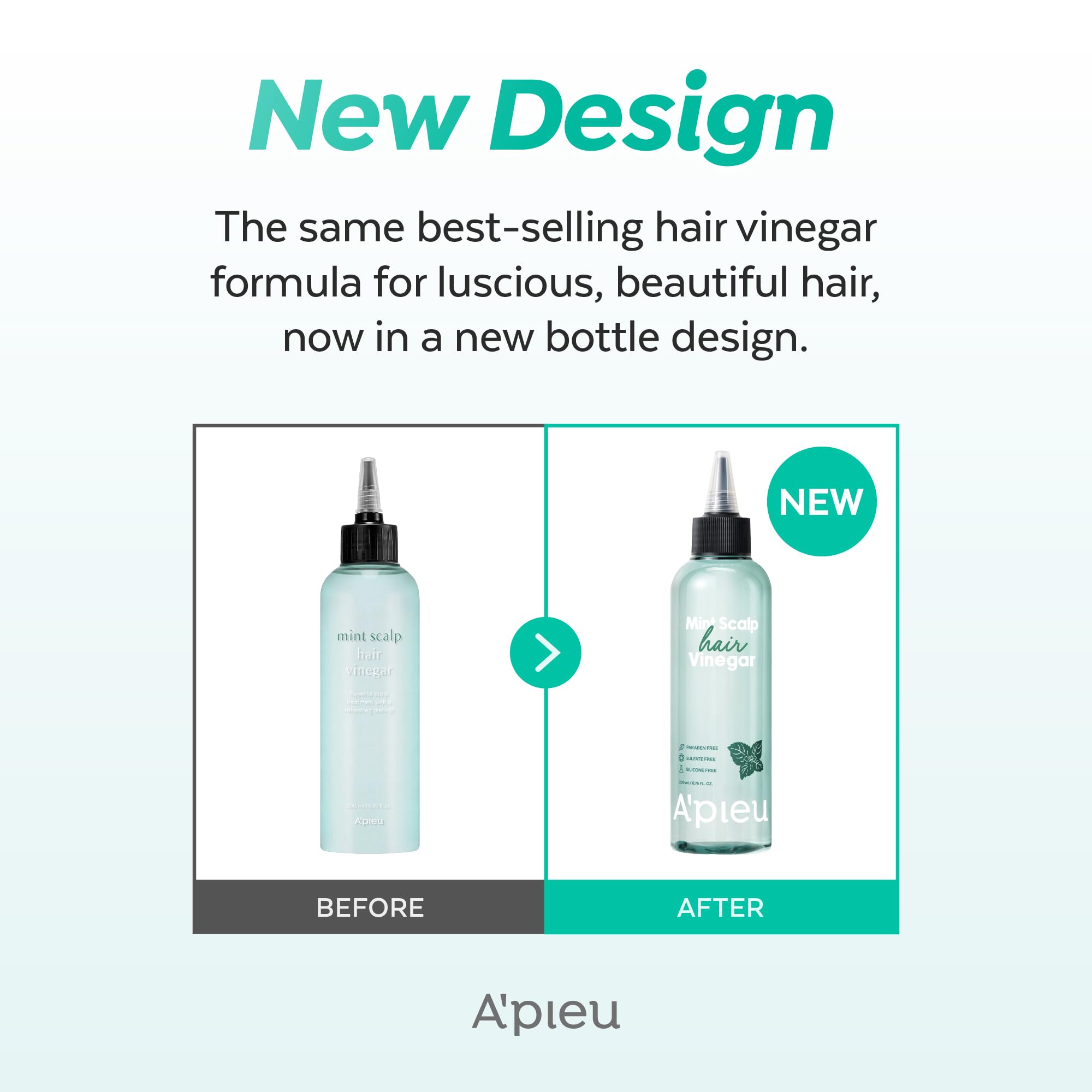 A’PIEU Vinagre de Menta, refresca durante el día para cabello limpio.