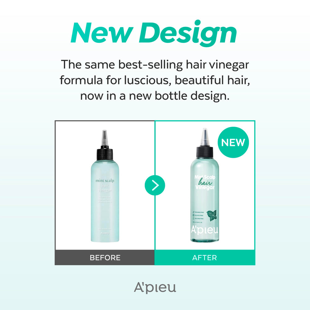 A’PIEU Vinagre de Menta, refresca durante el día para cabello limpio.