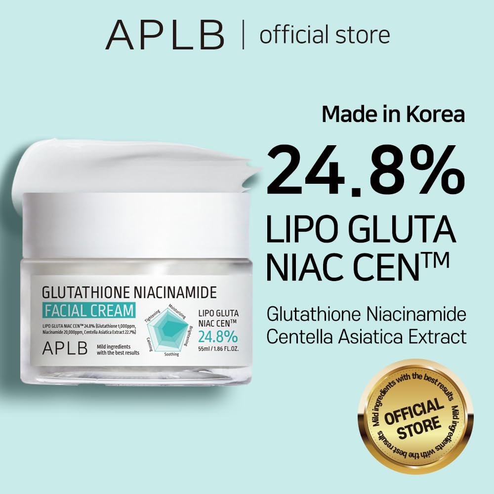 APLB crema facial Glutatión Niacinamida al aplicar, absorción suave.