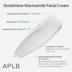 APLB crema facial Glutatión Niacinamida con Centella Asiática para piel calmada.