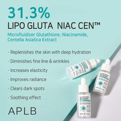 APLB suero en ampolla, etiqueta frontal clara para confianza.