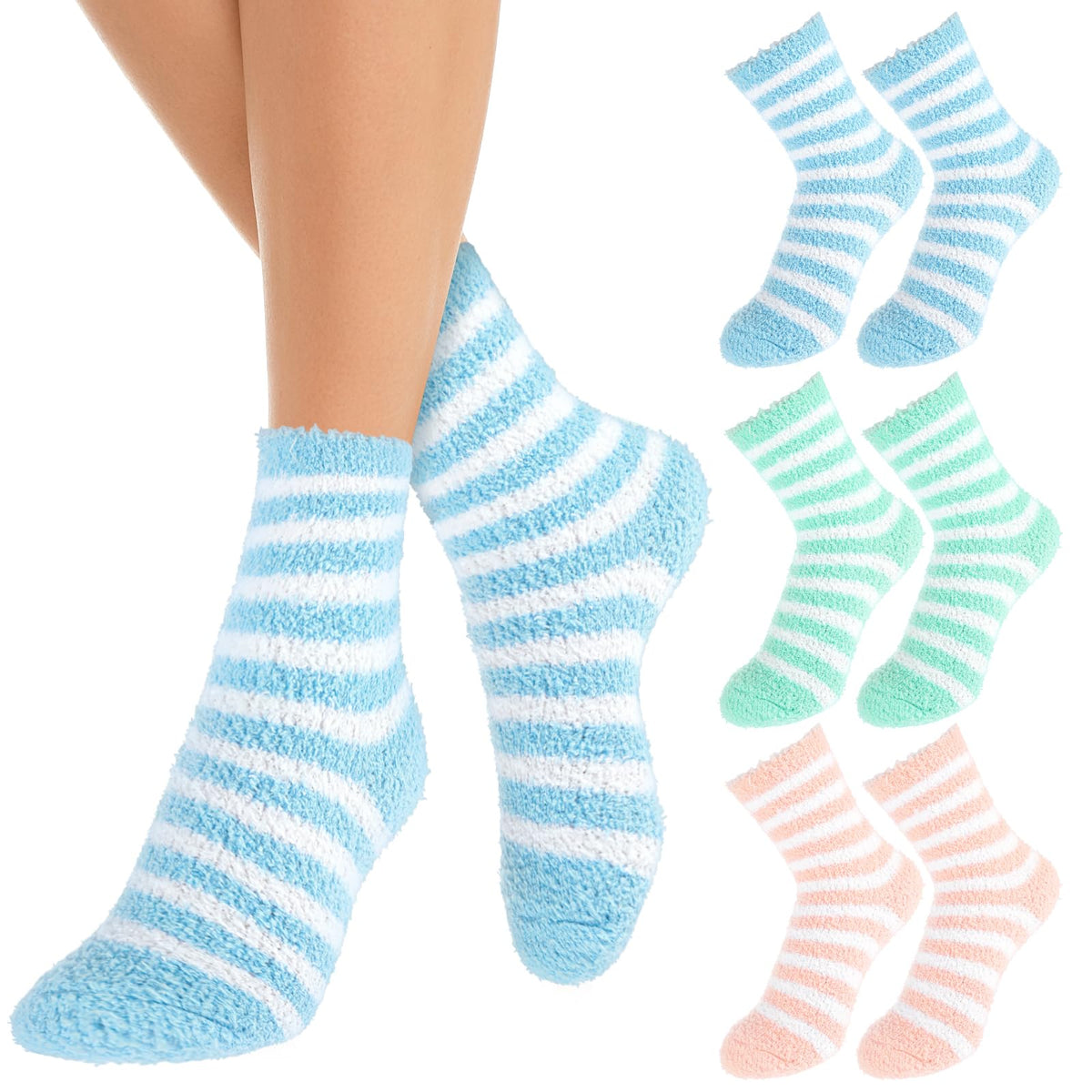 APLZGMG Aloe Infused Socks pink striped; soothing evening foot care.