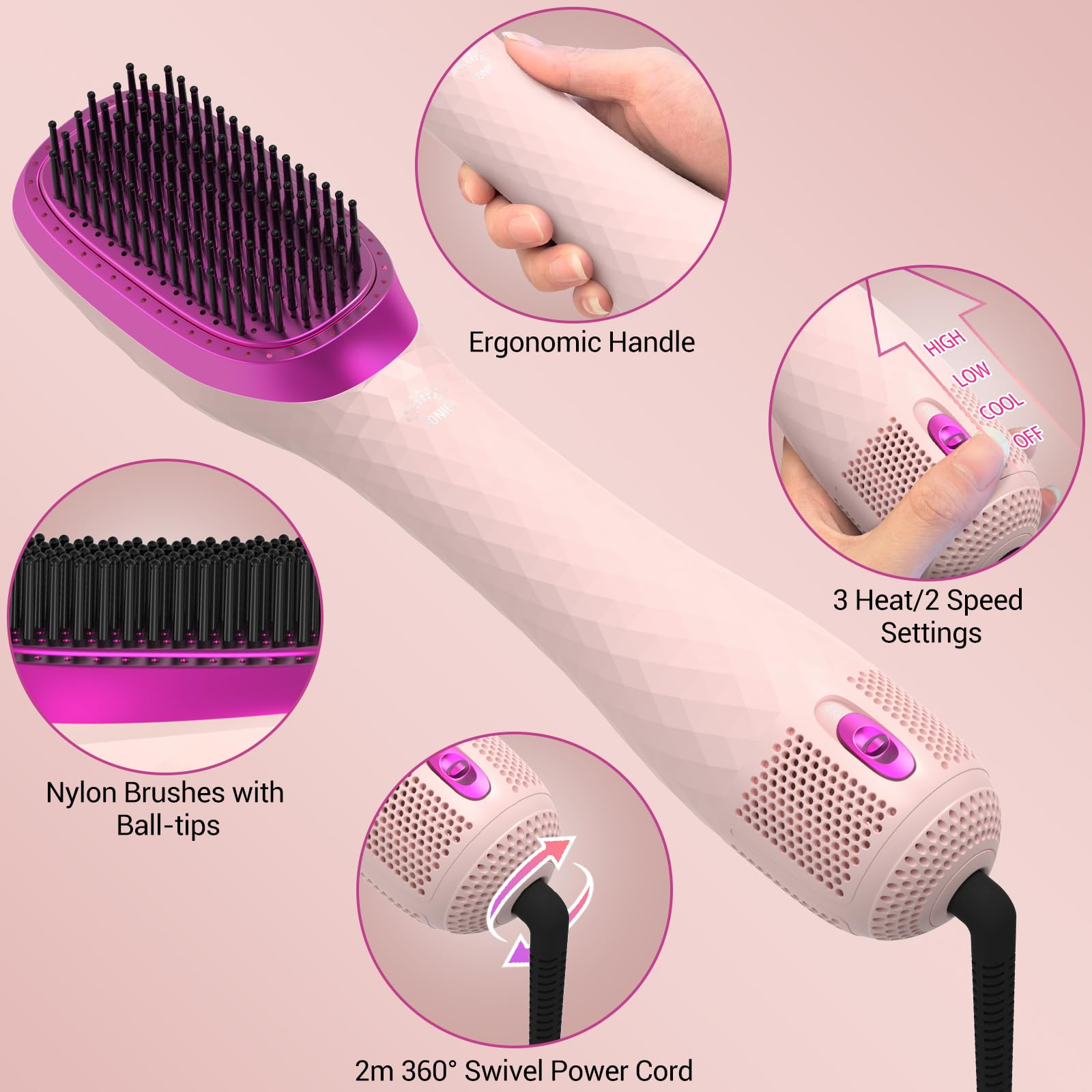 APOKE 360-degree cord enables flexible styling around the head