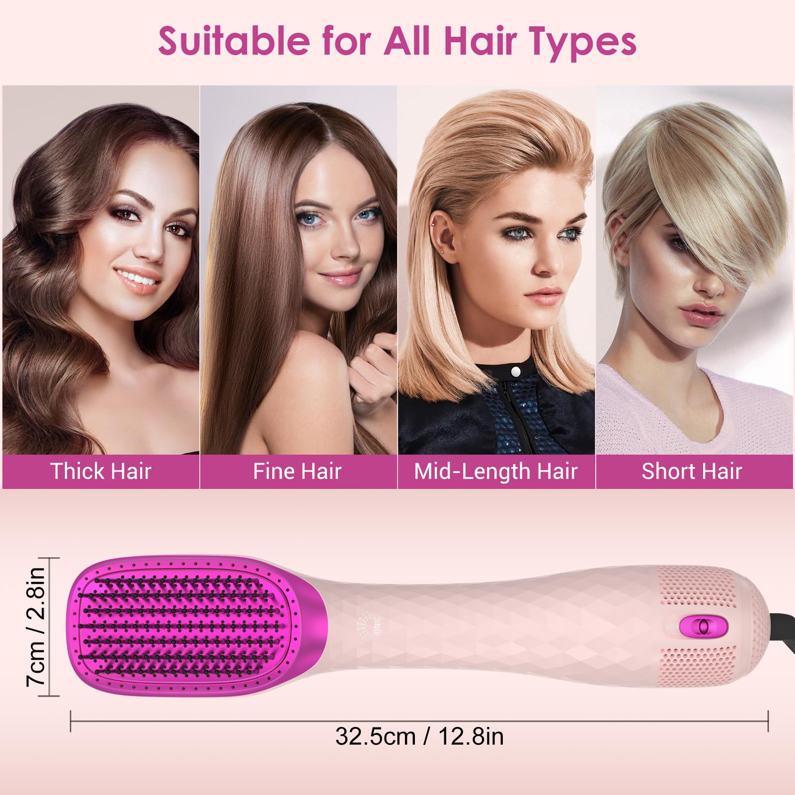 APOKE pink in-use image demonstrating drying and straightening in one pass
