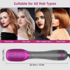 APOKE 3 in 1 hair dryer brush gray shows adjustable heat settings for customizable styling