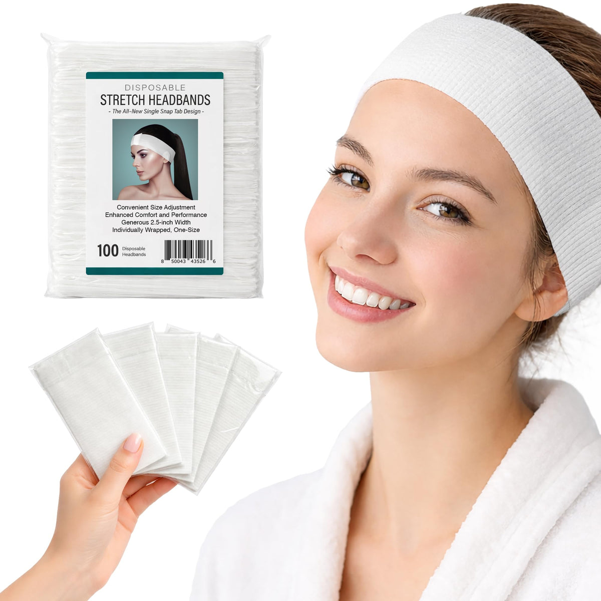 APPEARUS cintas faciales desechables, 100 unidades, higiene individual para tratamientos.