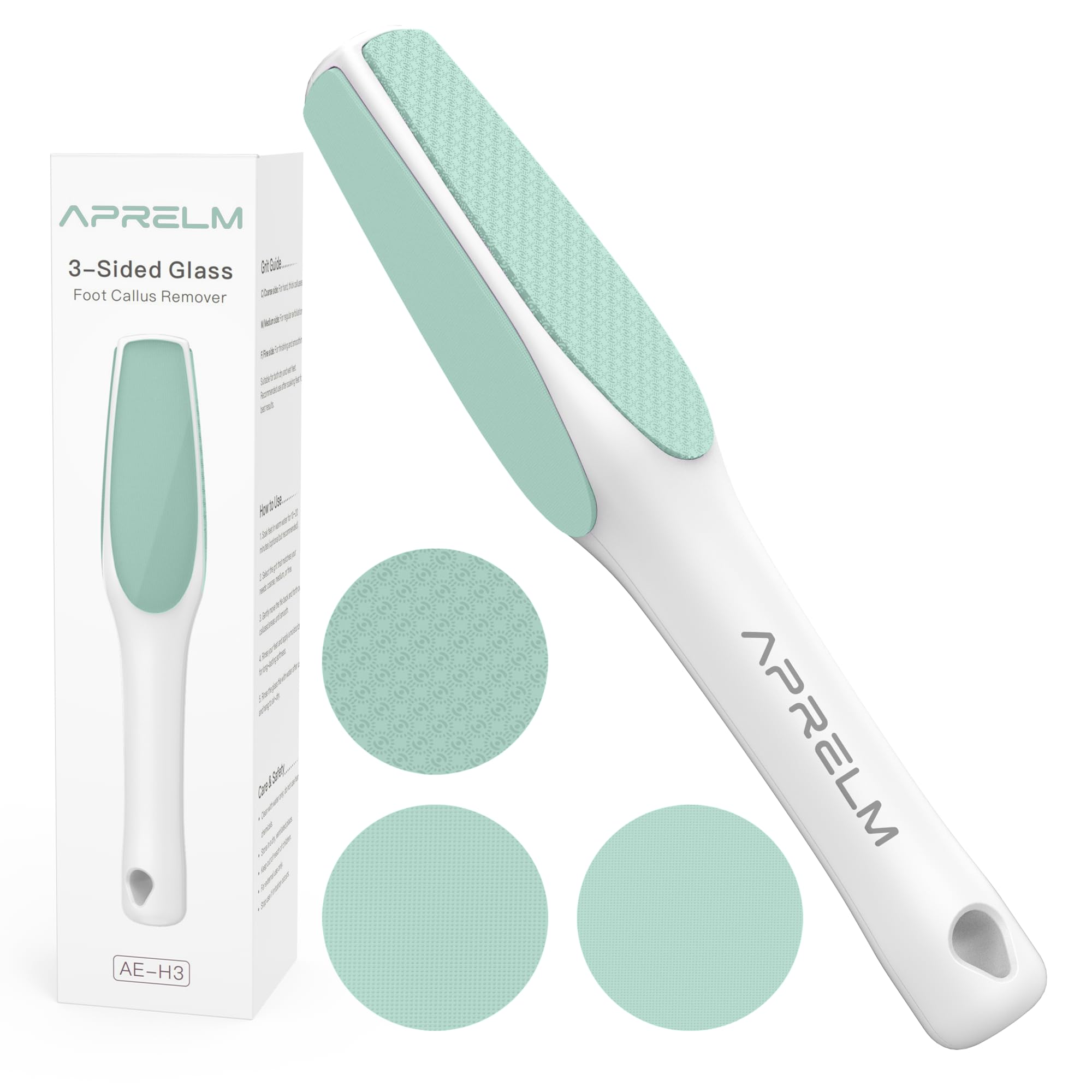 APRELM 3-Sided Nano Glass Foot File turquoise ready for at-home pedicures