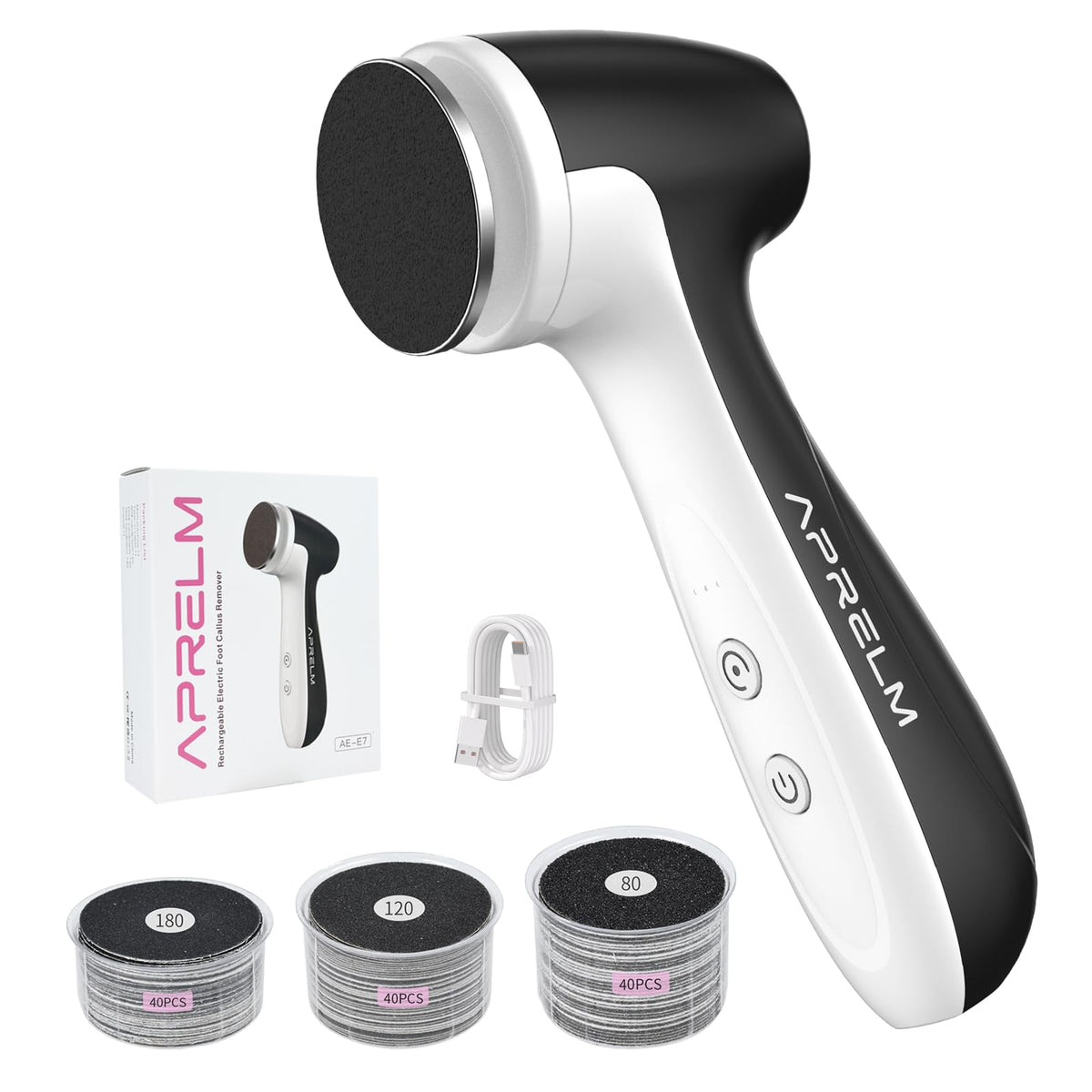 APRELM E7 foot file with ergonomic grip for comfortable at-home pedicures