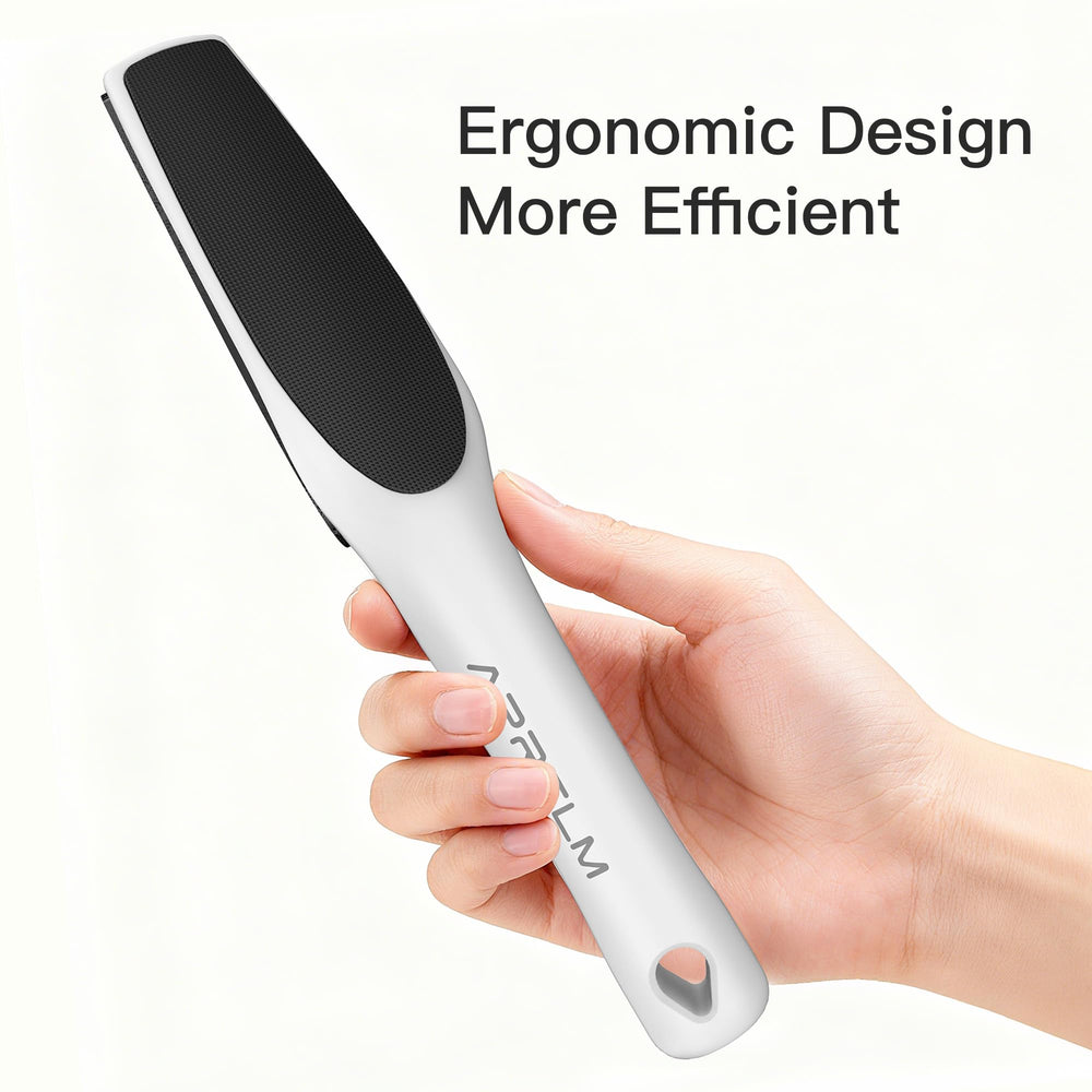 APRELM foot file ergonomic grip for comfortable use during pedicures.