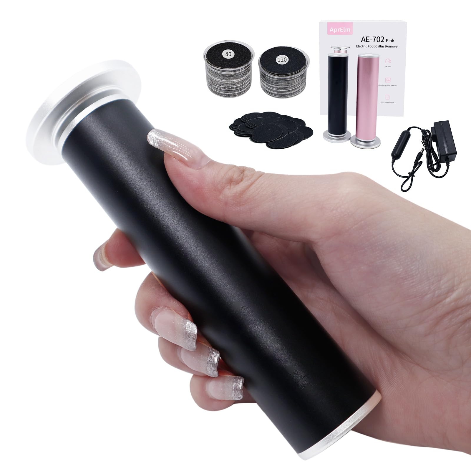 APRELM foot callus remover side view highlighting ergonomic silhouette for comfortable use.