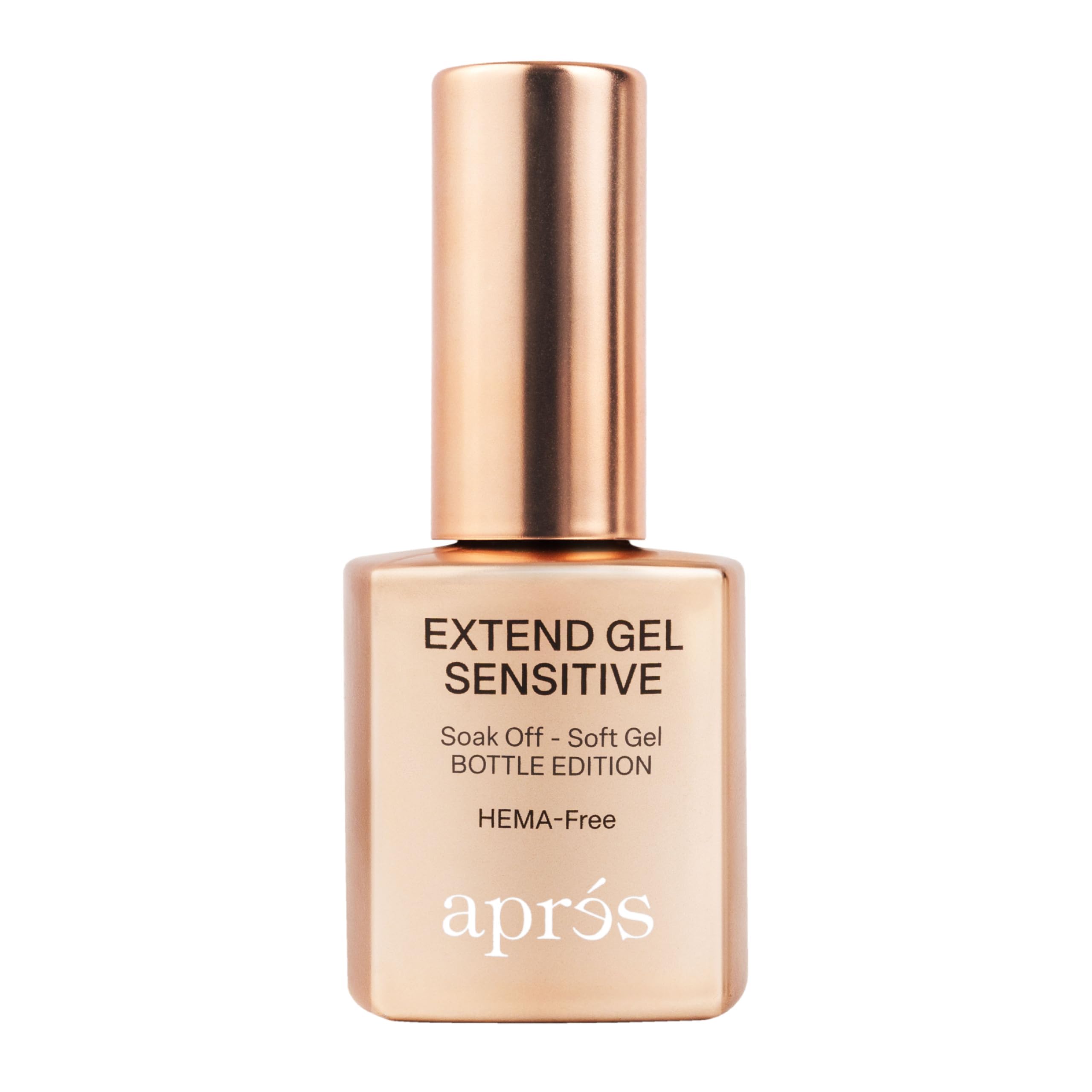 APRÉS Extend Gel Sensitive bottle showing HEMA-free formula for gentle, durable wear.