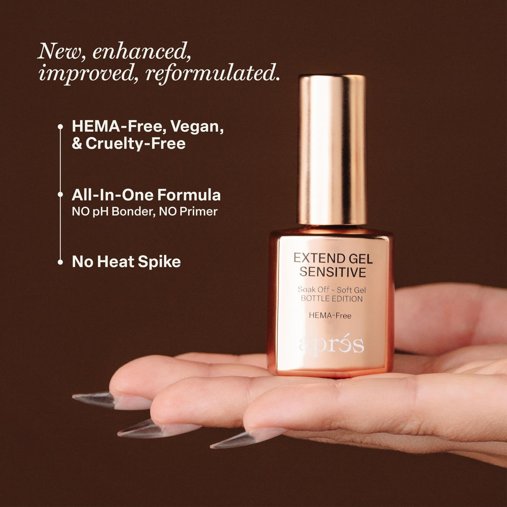 APRÉS Extend Gel Sensitive tip application in action for strong bond.