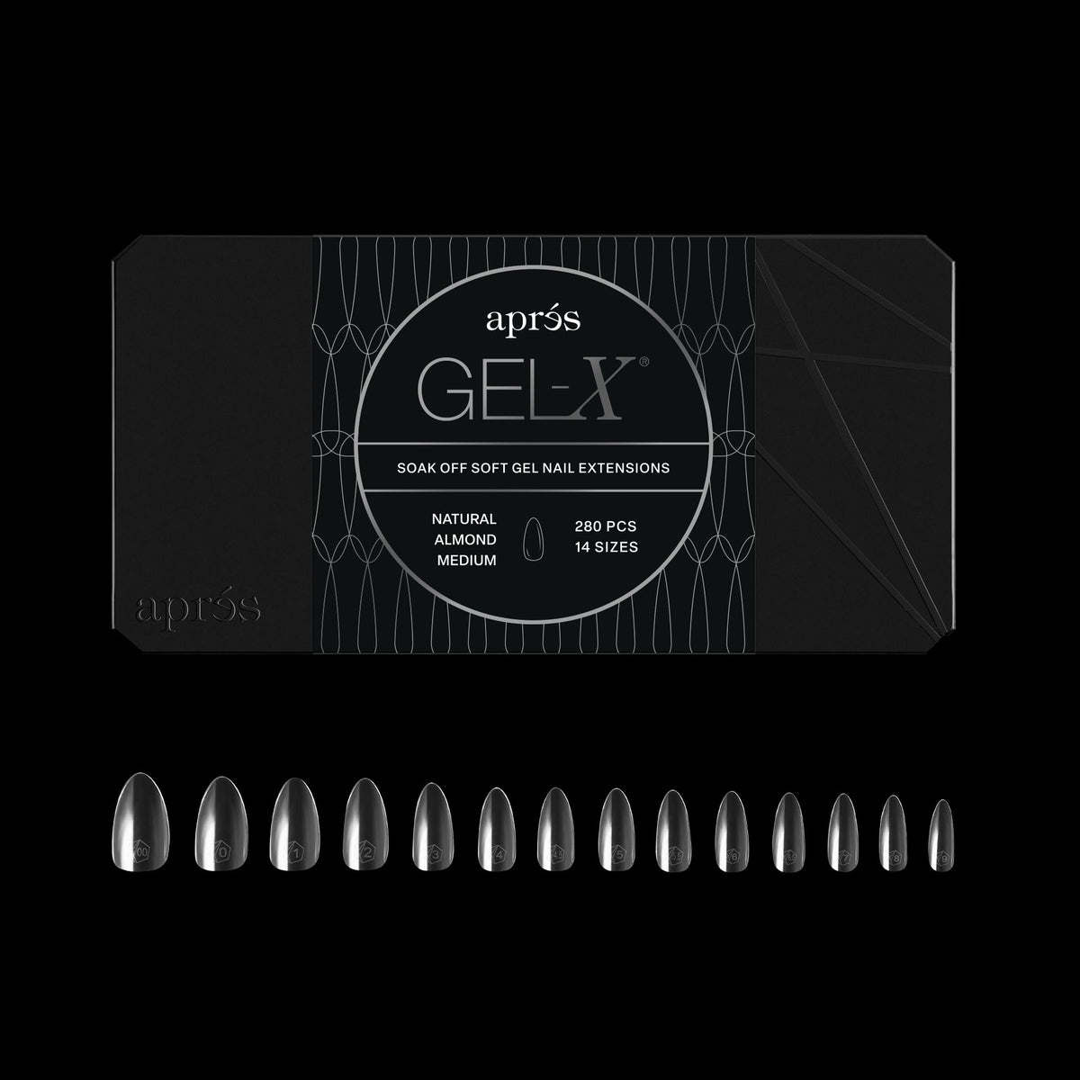 APRÉS Gel-X Almond: caja de tips para un acabado uniforme y duradero.