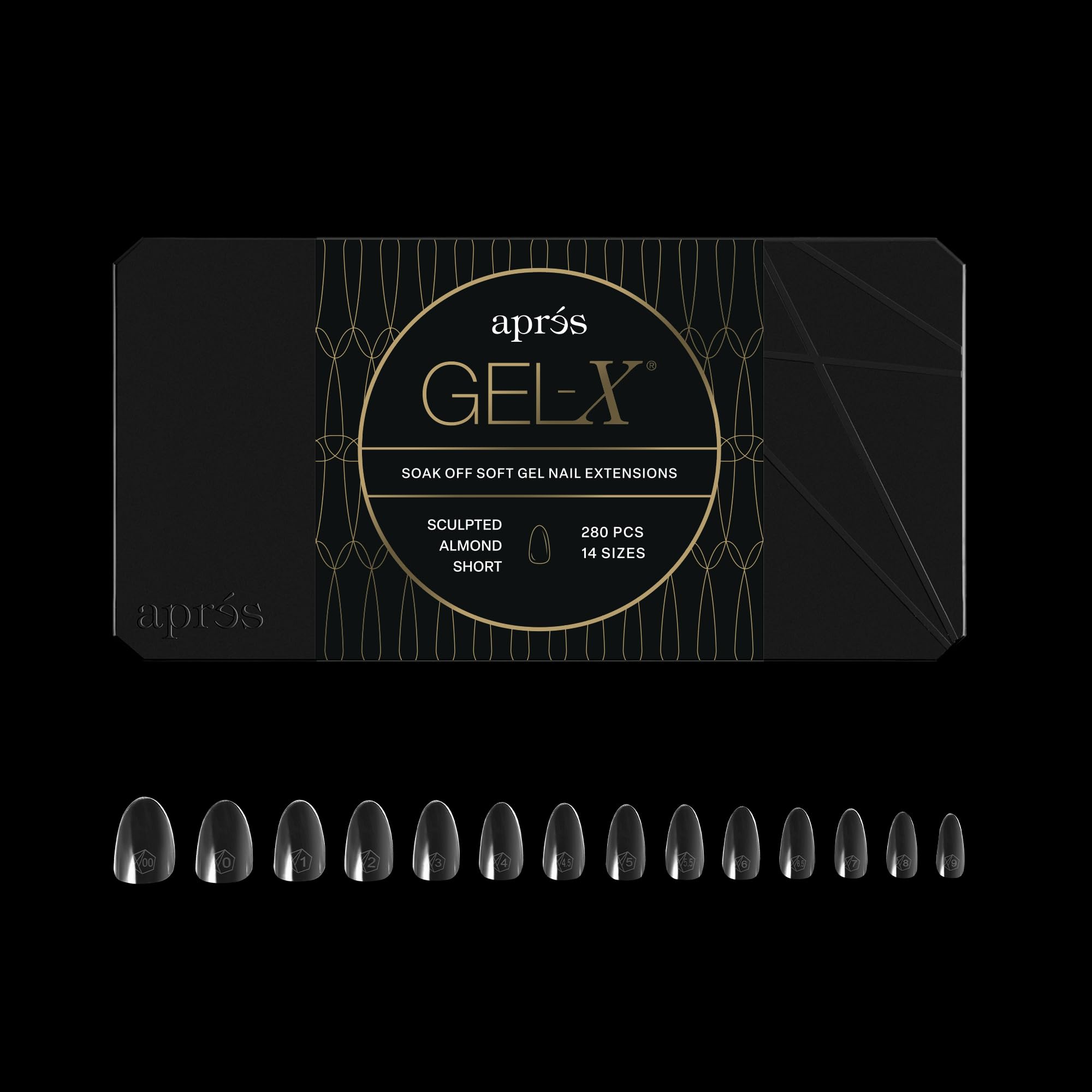 APRÉS Gel-X half sizes ensure quick, accurate fit with less filing.