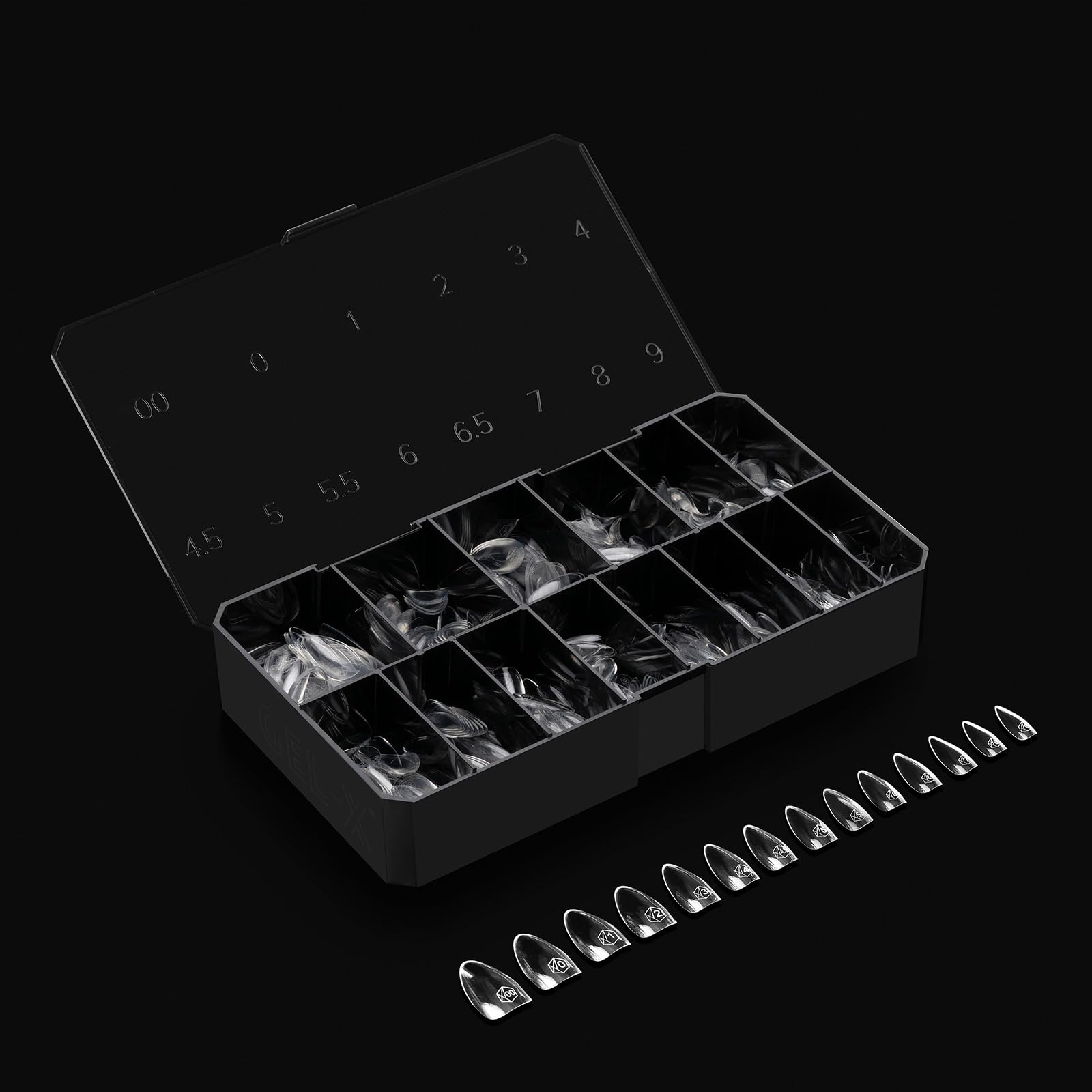 Caja APRÉS Gel-X con 280 piezas para 14 tallas.