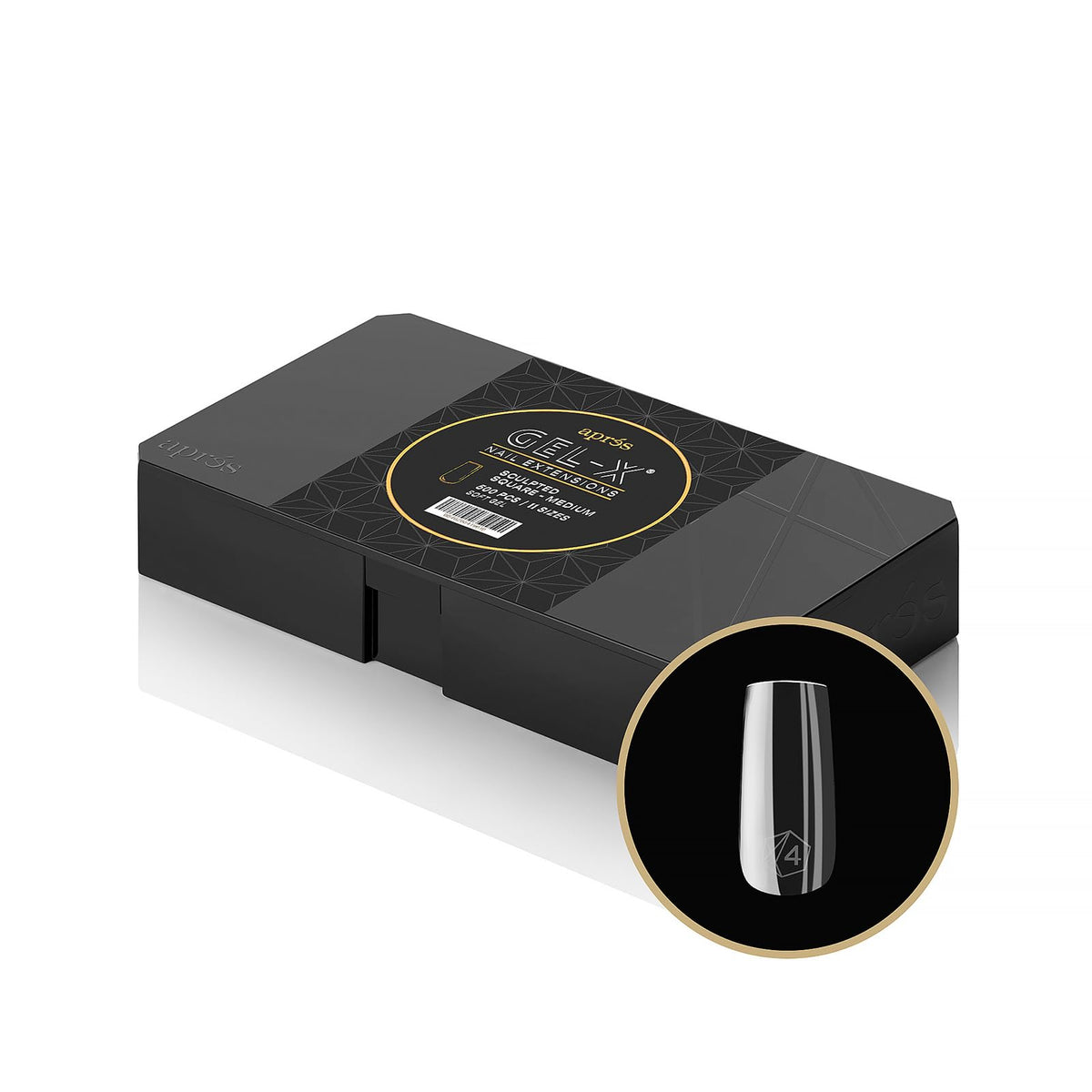 APRÉS Gel-X: caja de puntas Cuadrado Esculpido mediano para ajuste perfecto.