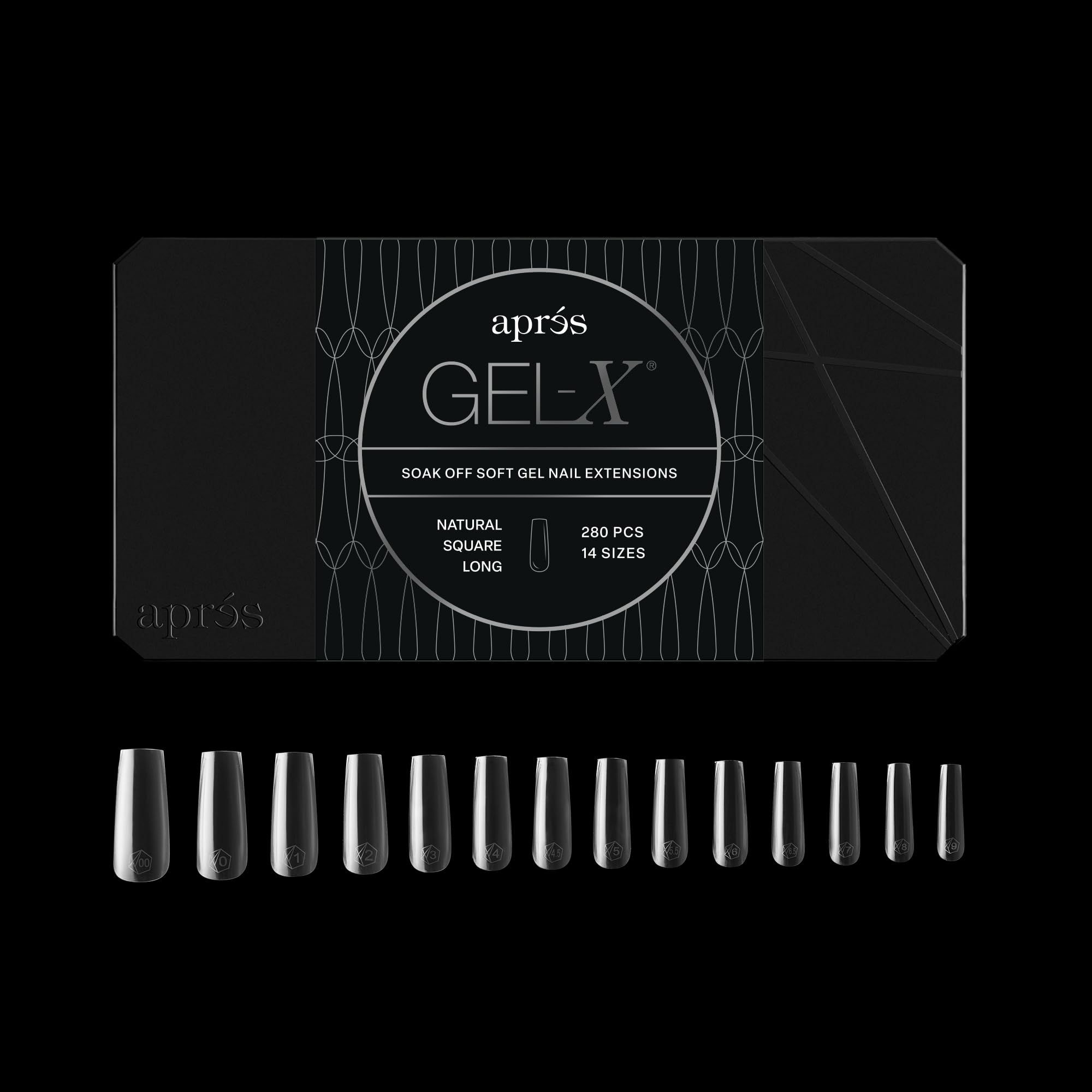 APRÉS Gel-X caja tips cuadrados natural, listo para manicura de calidad en casa o en el salón.