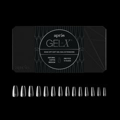 APRÉS Gel-X puntas naturales en caja, lista para aplicación rápida y suave.