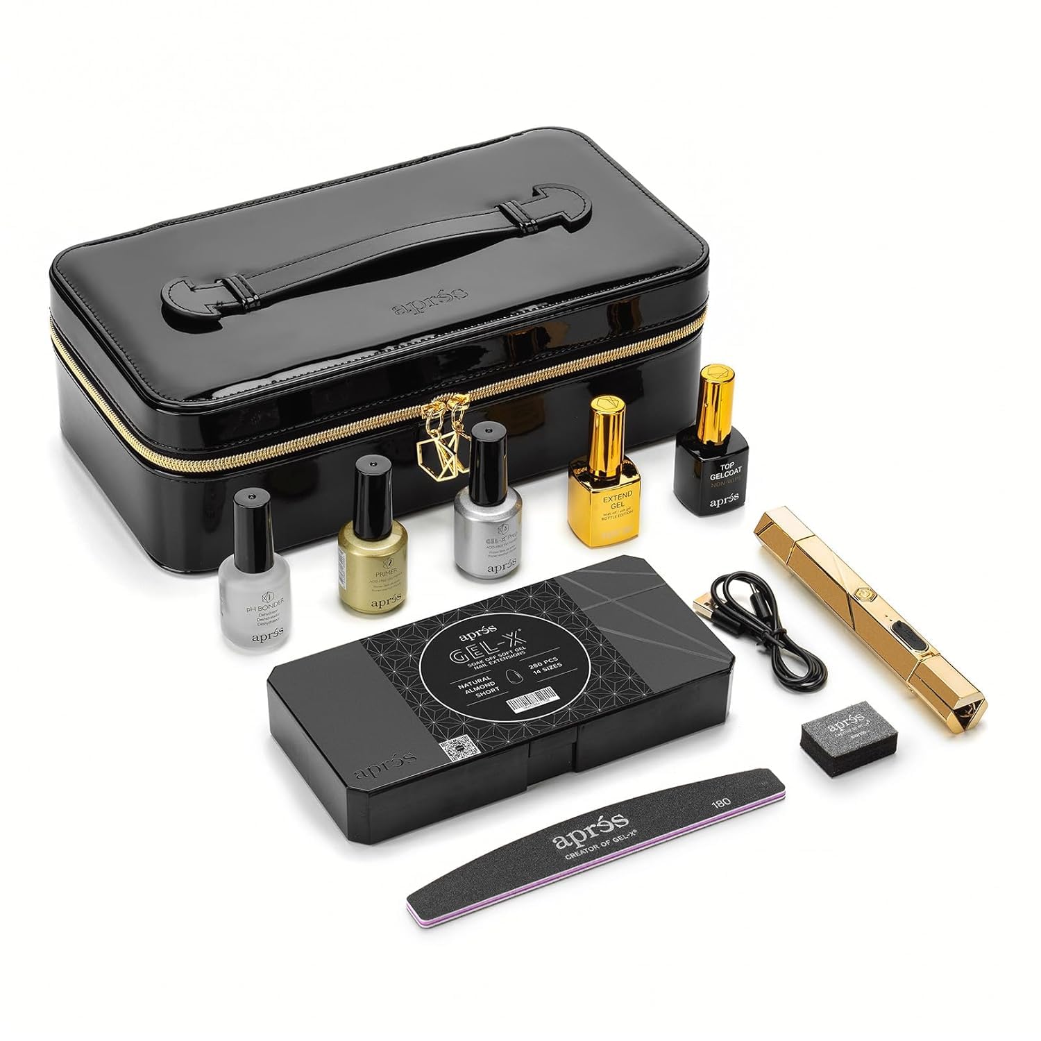 APRÉS Gel-X starter kit with 14 sizes for precise nail extensions.