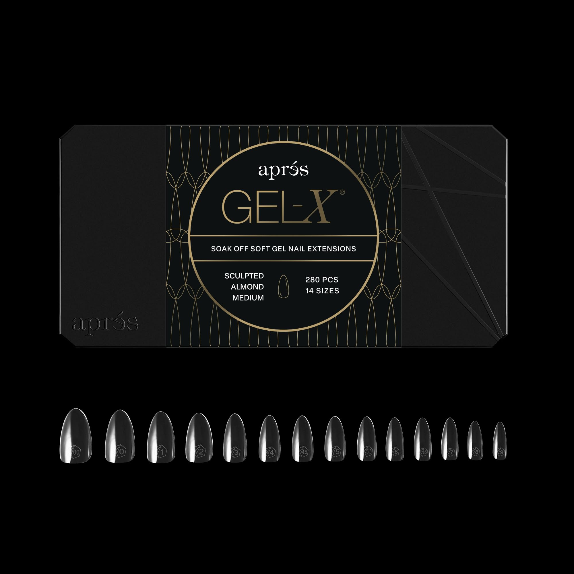 APRÉS Gel-X puntas almendra esculturadas con borde grueso para mayor durabilidad.