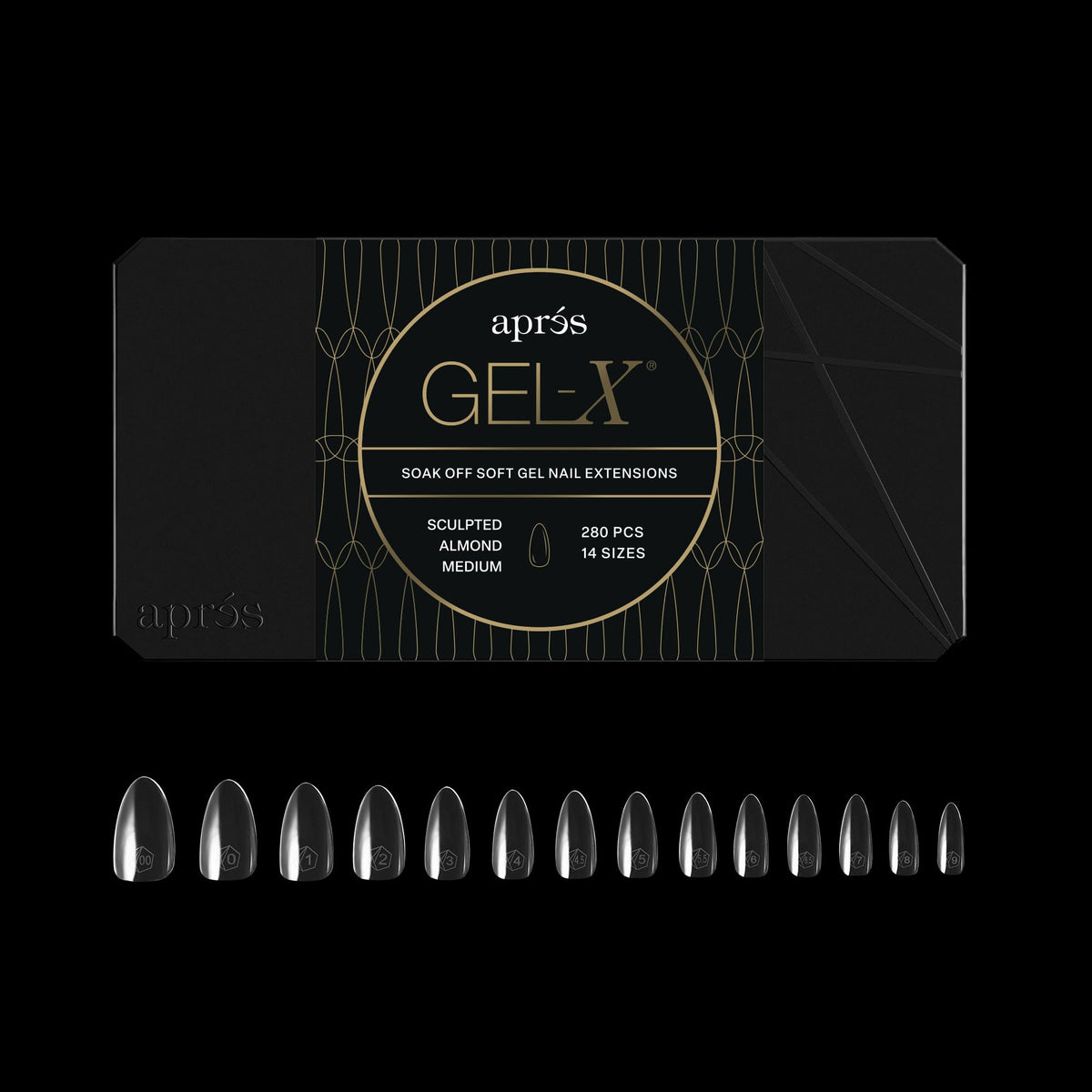 APRÉS Gel-X puntas almendra esculturadas con borde grueso para mayor durabilidad.