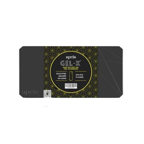 APRÉS Gel-X, caja mostrando las 14 tallas para ajuste preciso de uñas.