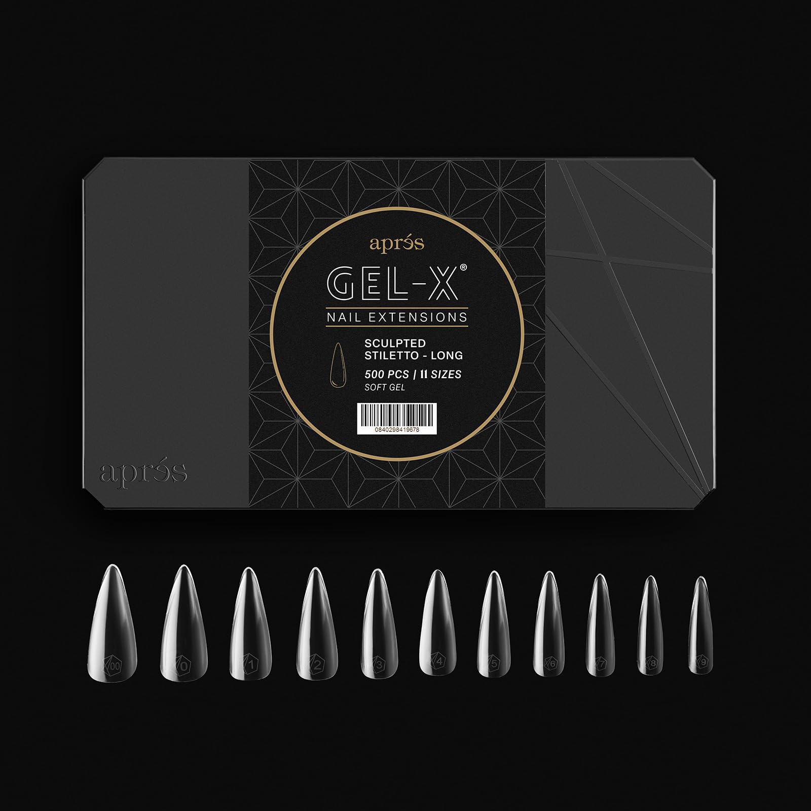 APRÉS Gel-X tips forma punta estileto esculpida para acabado elegante