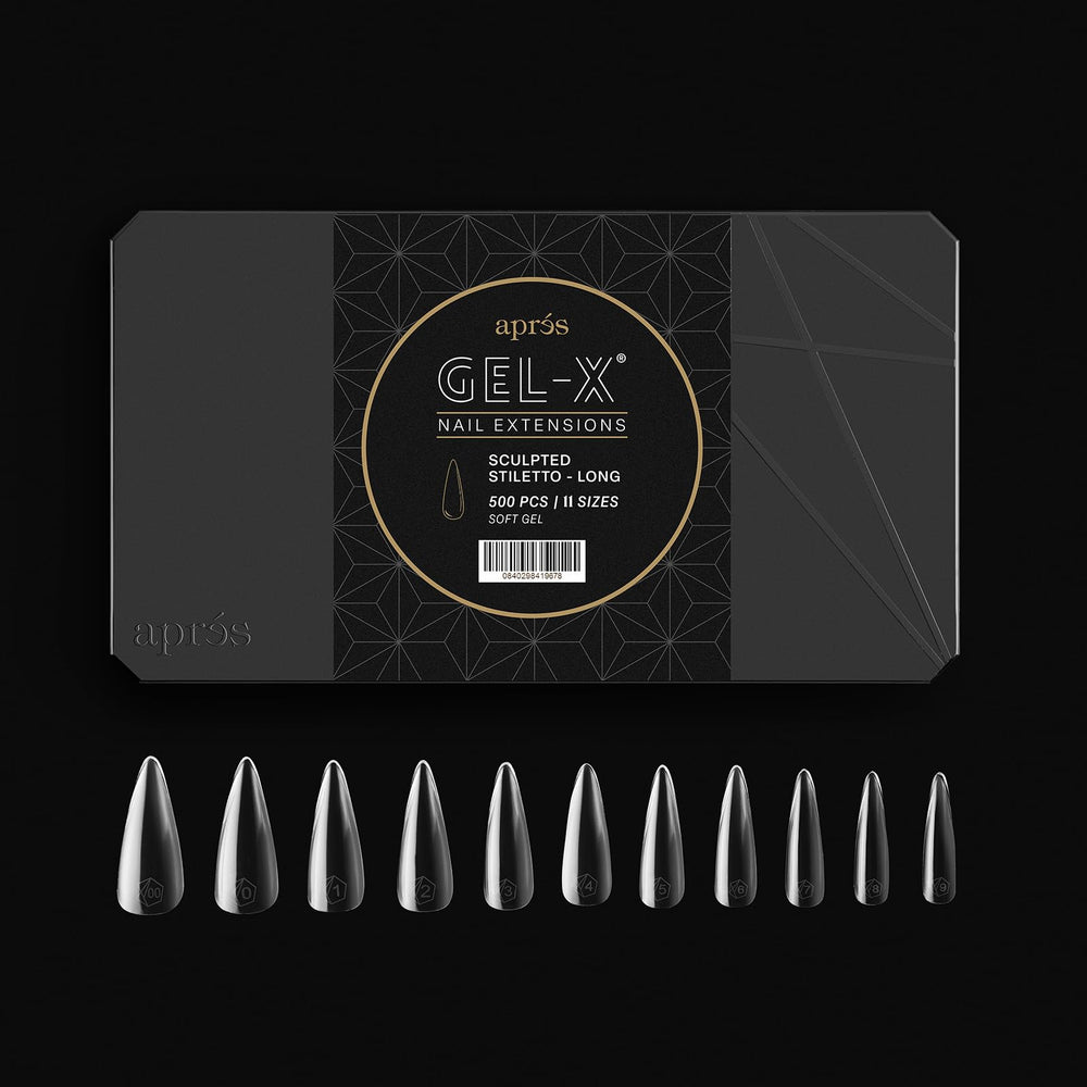 APRÉS Gel-X tips forma punta estileto esculpida para acabado elegante