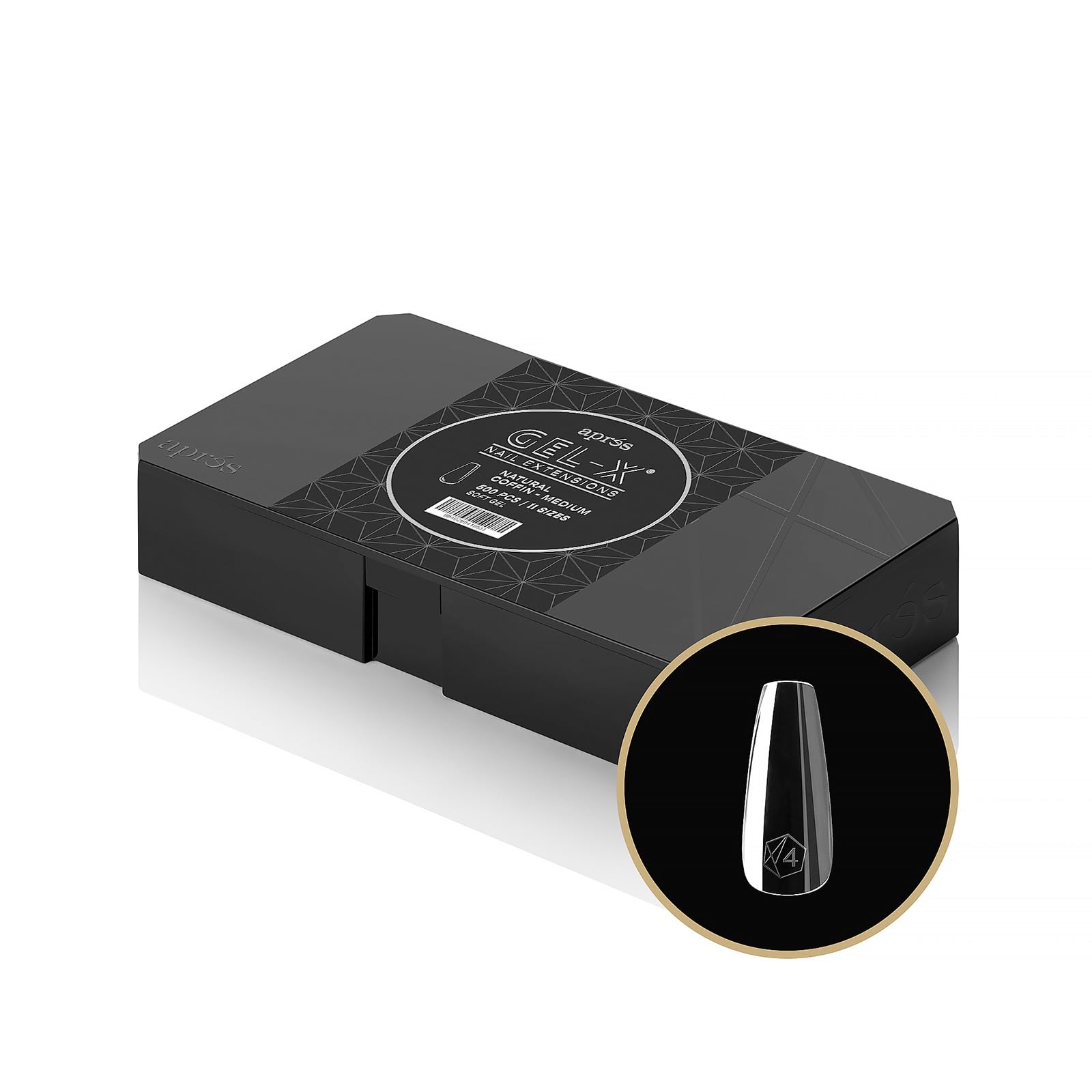APRÉS Gel-X Tips naturales coffin en caja de 500 piezas para ajuste perfecto.