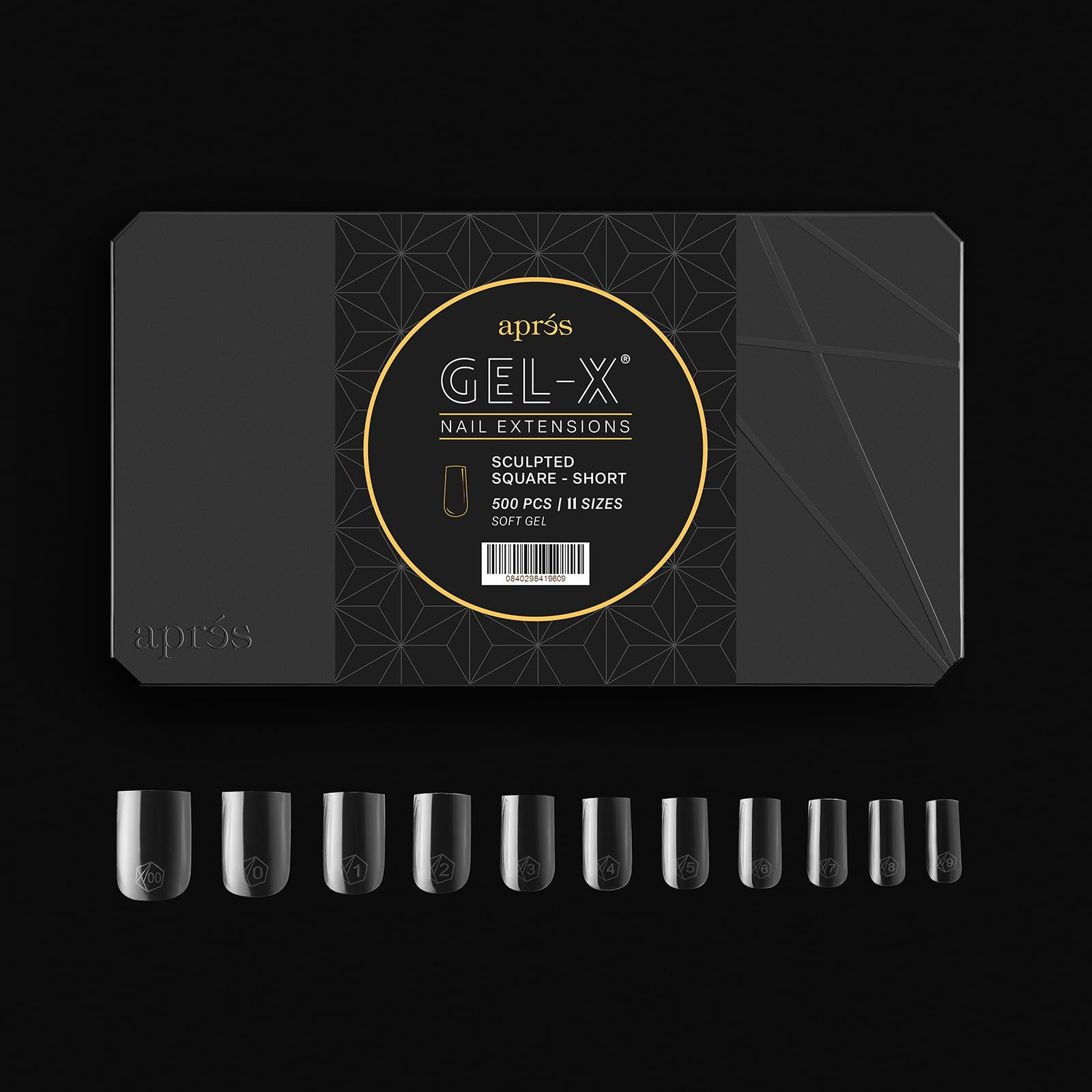 Puntas cuadradas escultadas APRÉS Gel-X para acabado moderno y duradero.