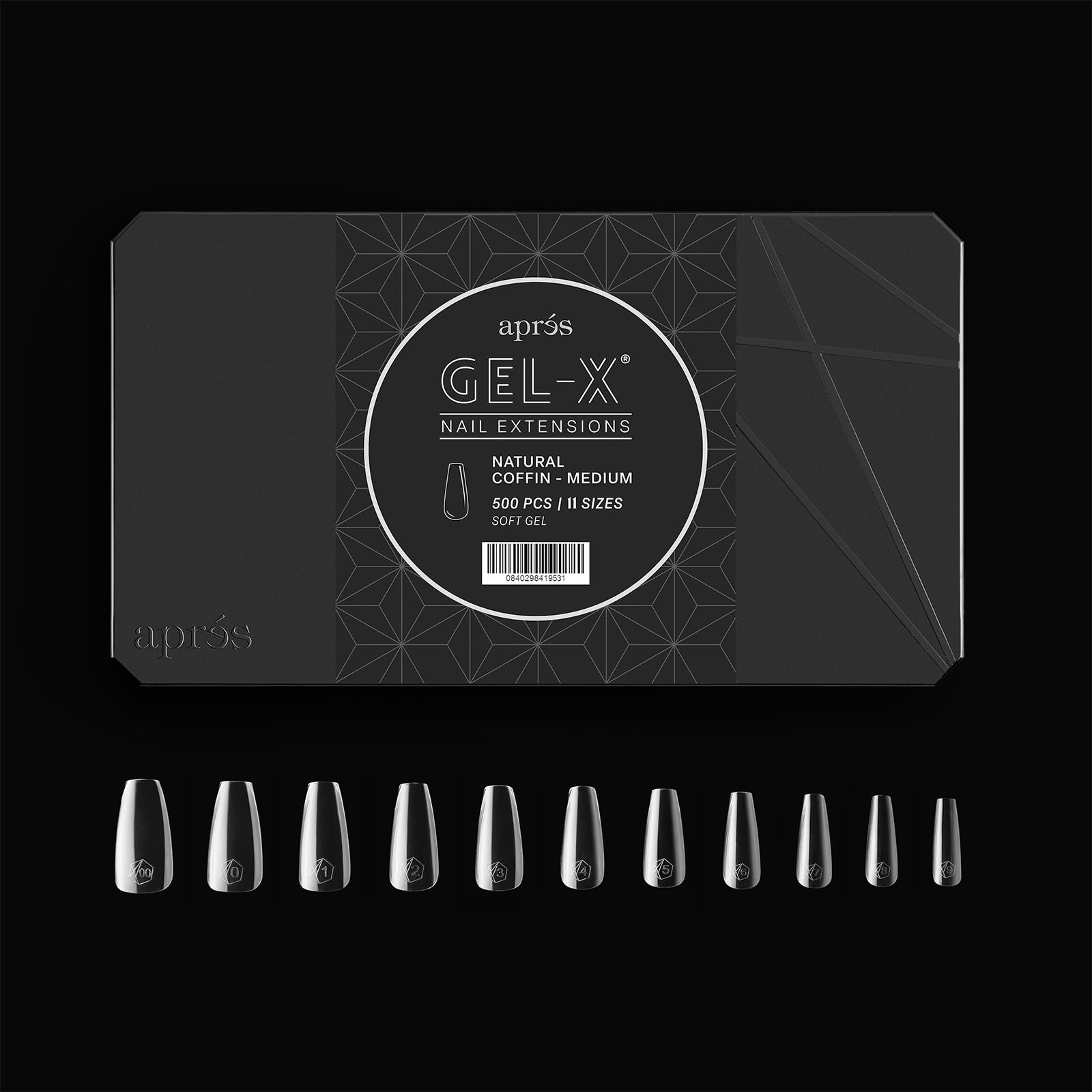 APRÉS Gel-X Tips con tallas 00-9 para adaptar cada uña.