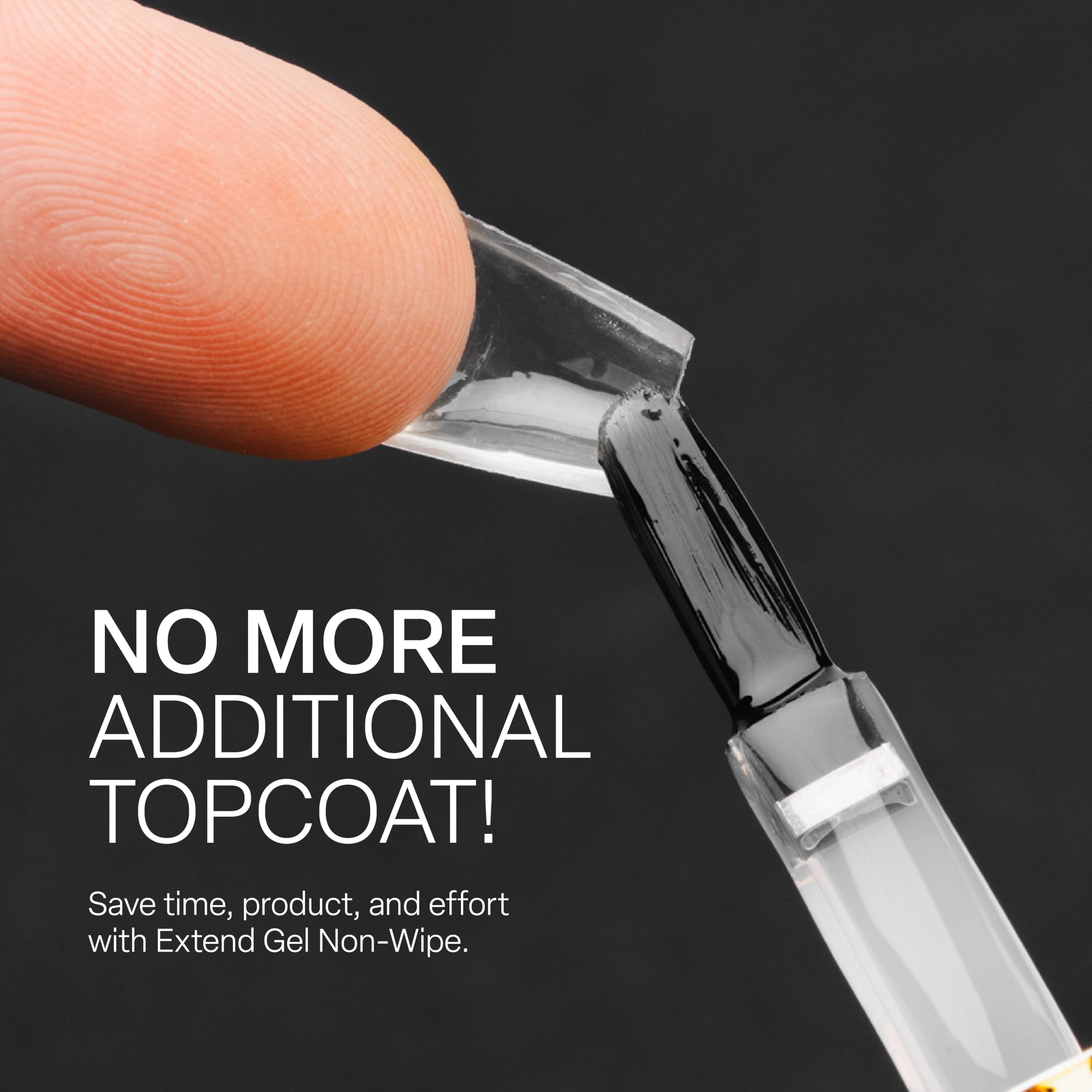 Dust-free finish achieved with APRÉS Nail Extend Gel Non-Wipe on tips.