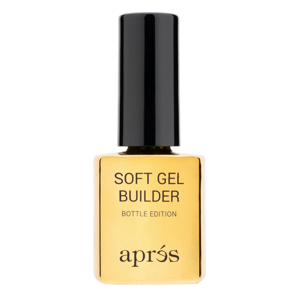 APRÉS Soft Gel Builder bottle pour demonstrates self-leveling for a flawless finish