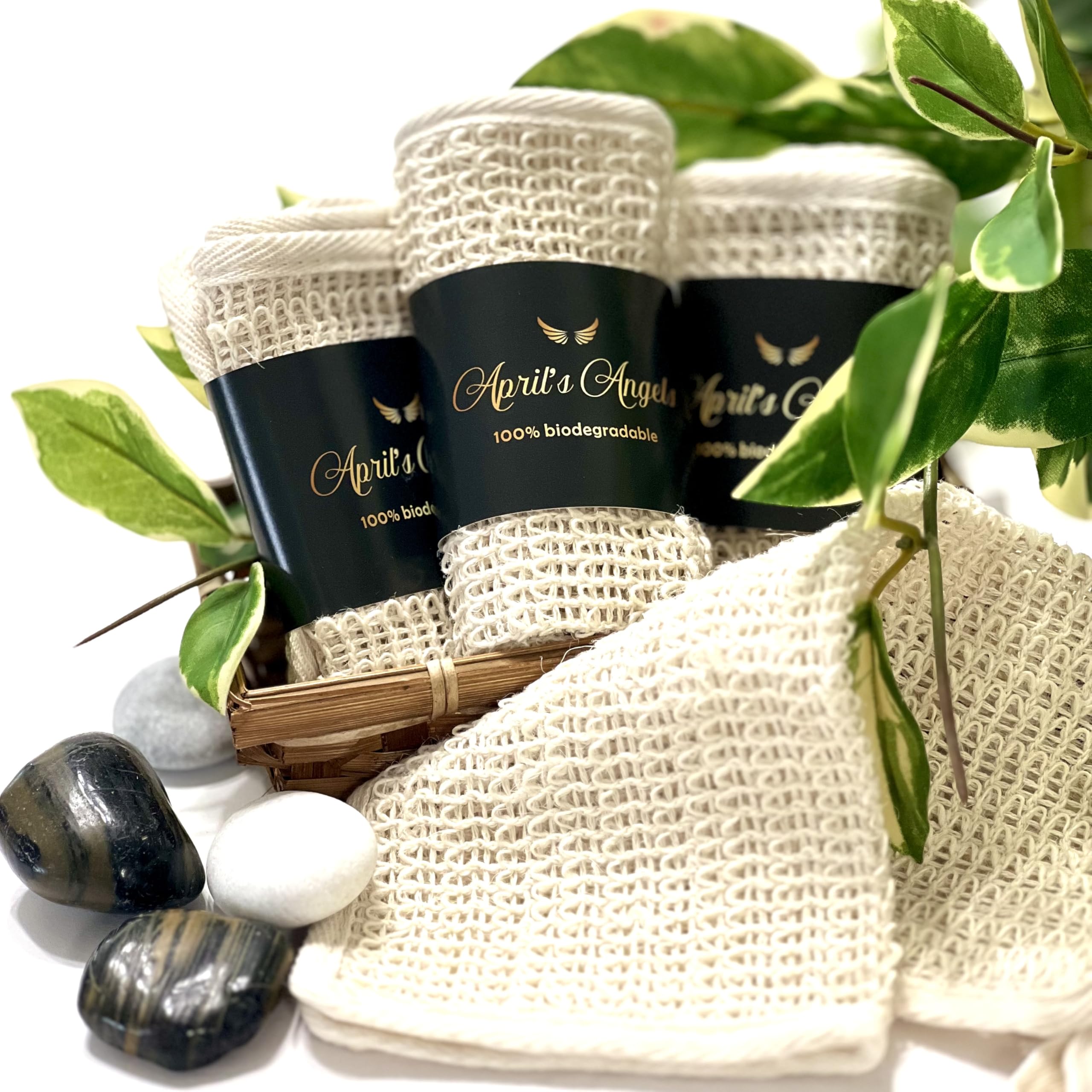 Aprils Angels toallita sisal, lado suave para rostro, exfoliación suave y agradable.